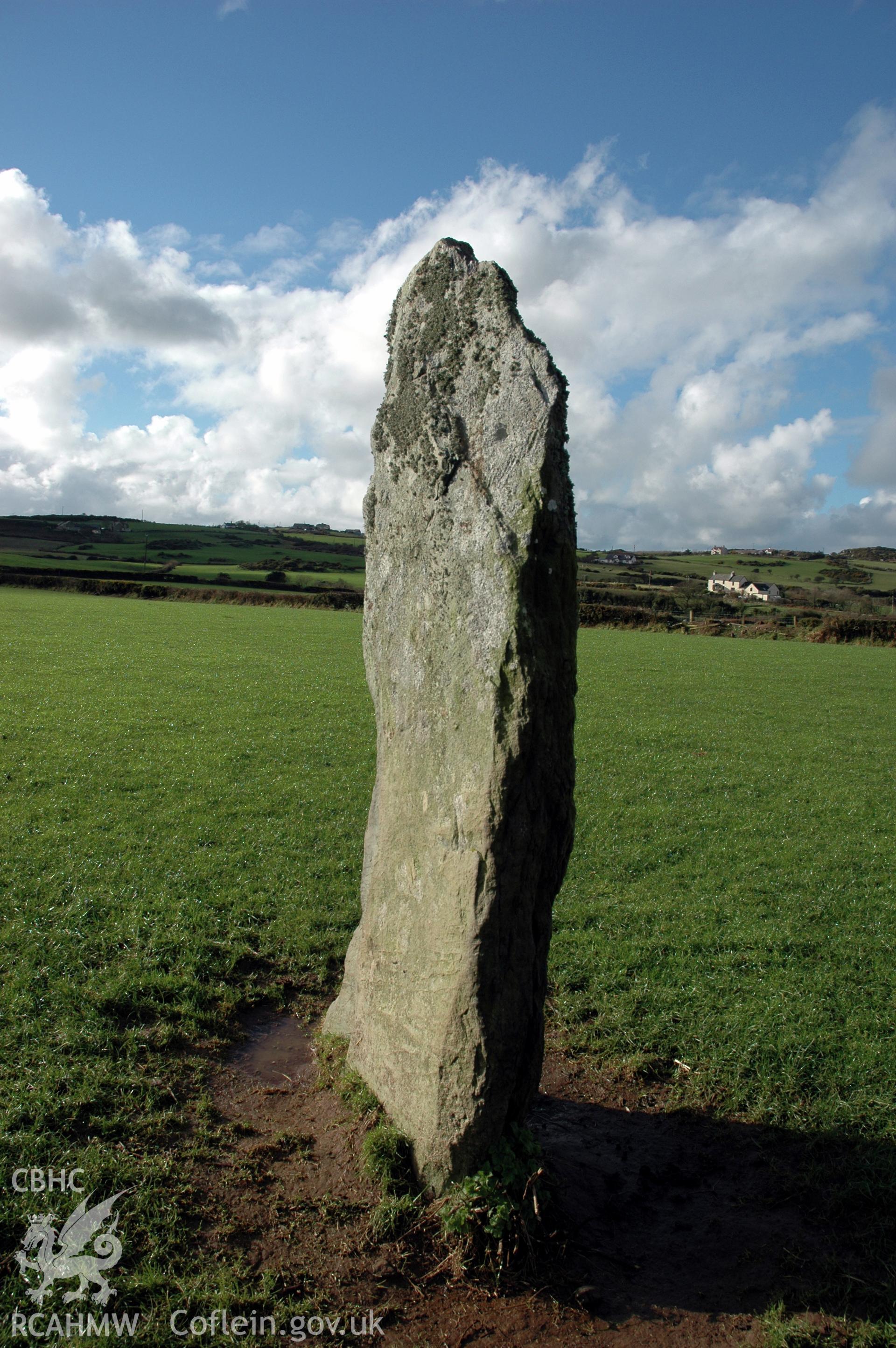 Pen-yr-Orsedd South Standing Stone from east-north-east.