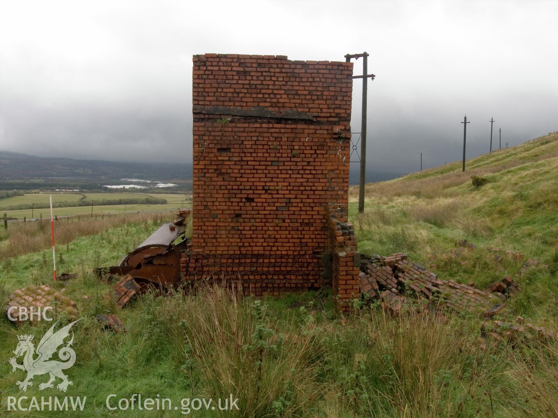 view looking NE across fan house to evasee and fan casing.