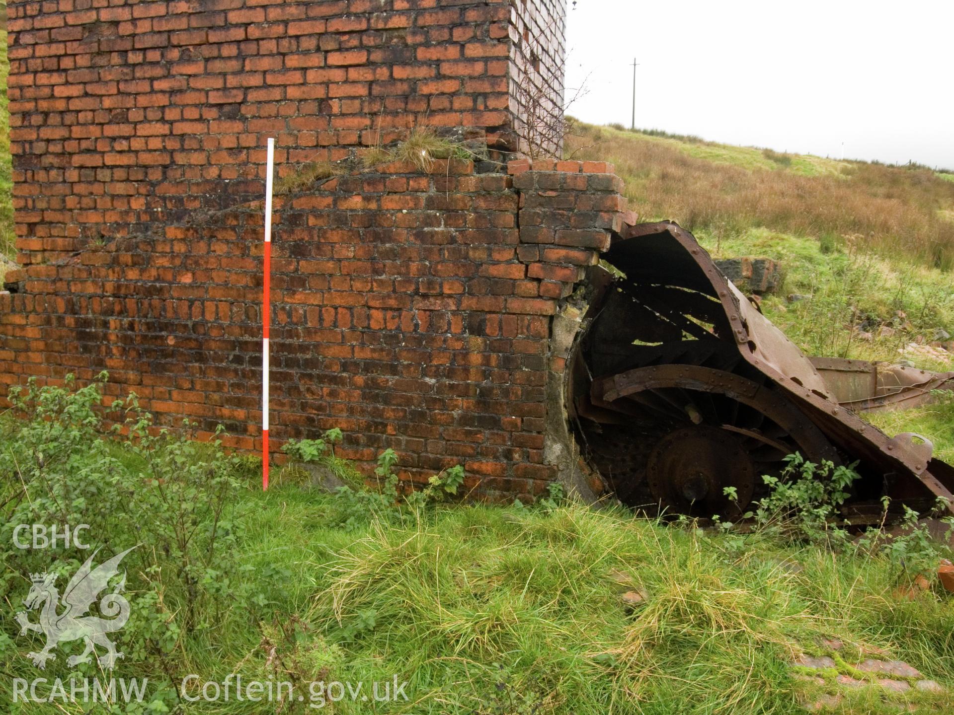 view looking SW of fan chamber and evasee.