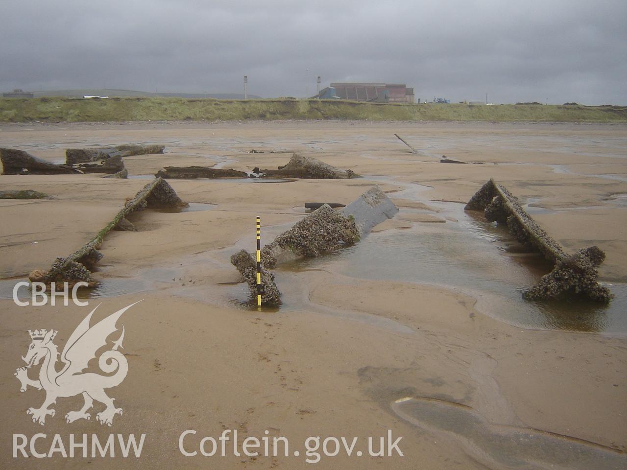 Digital photograph showing the wreck on Margam Sands produced by Ian Cundy, October, 2012