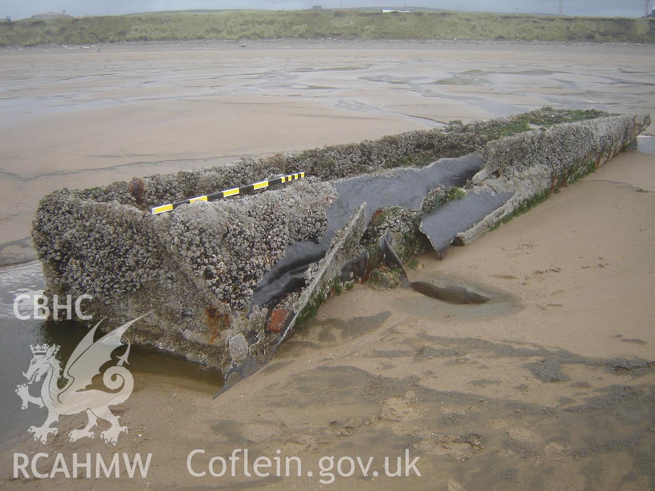 Digital photograph showing the wreck on Margam Sands produced by Ian Cundy, October, 2012