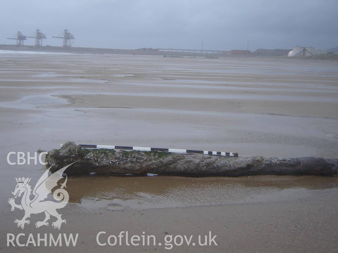 Digital photograph showing the wreck on Margam Sands produced by Ian Cundy, October, 2012