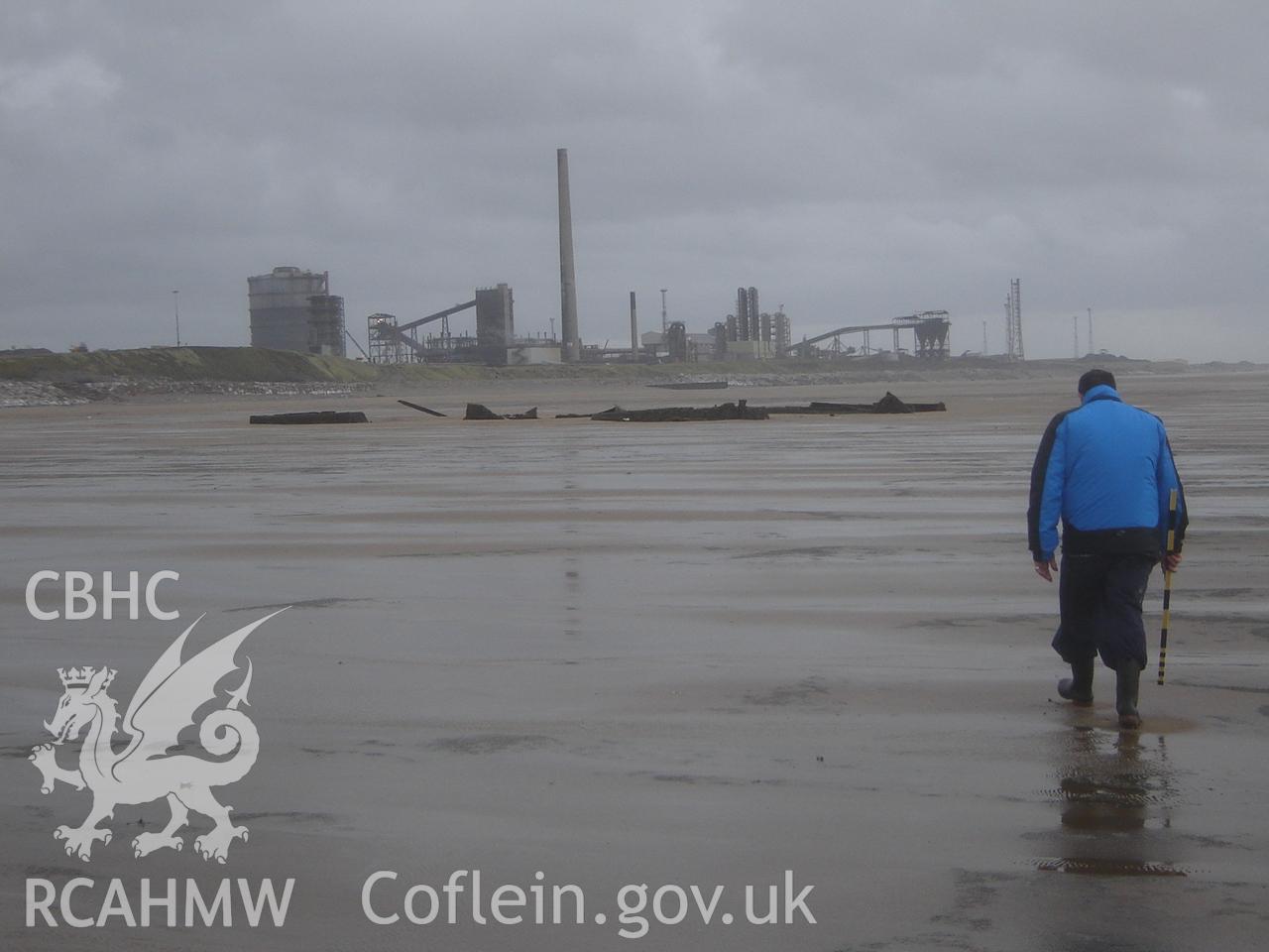 Digital photograph showing the wreck on Margam Sands produced by Ian Cundy, October, 2012