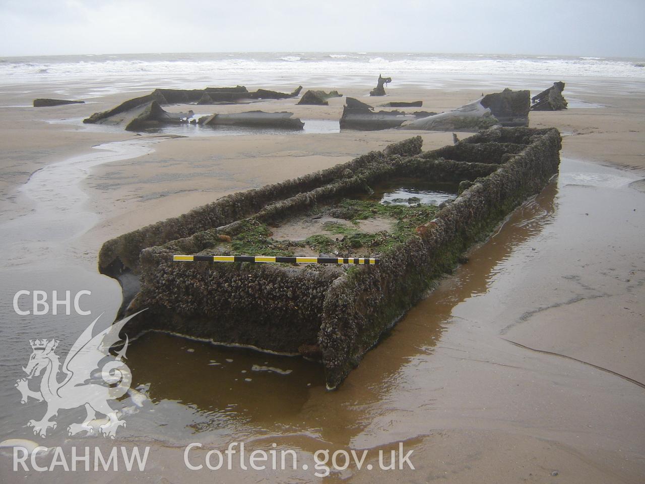 Digital photograph showing the wreck on Margam Sands produced by Ian Cundy, October, 2012