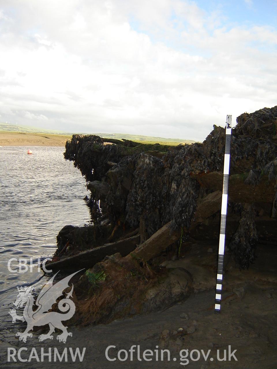 Digital photograph showing an unnamed wreck at Ynyslas, produced by Ian Cundy, 2012.