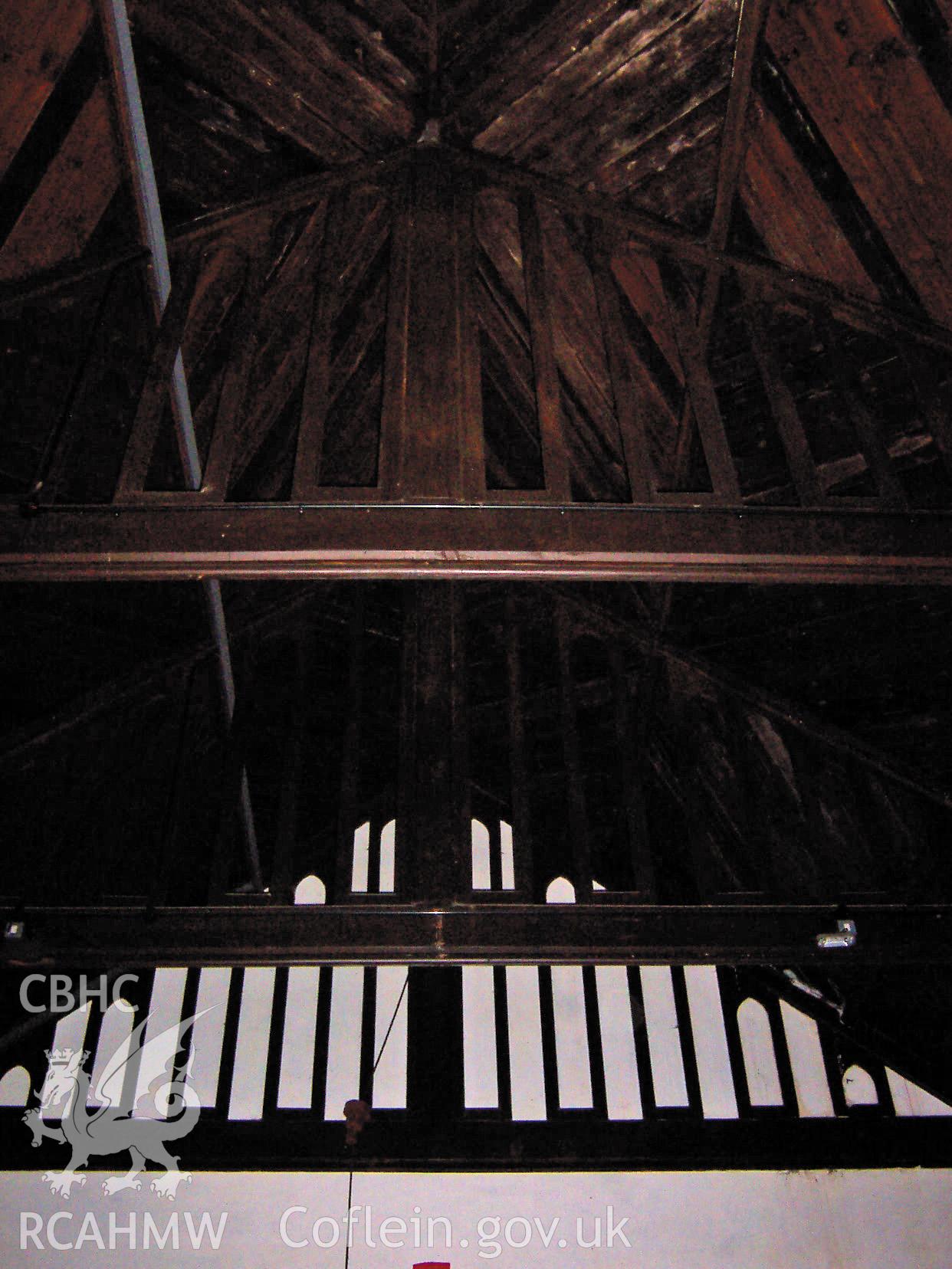 Colour digital photograph showing an interior view of the church roof.