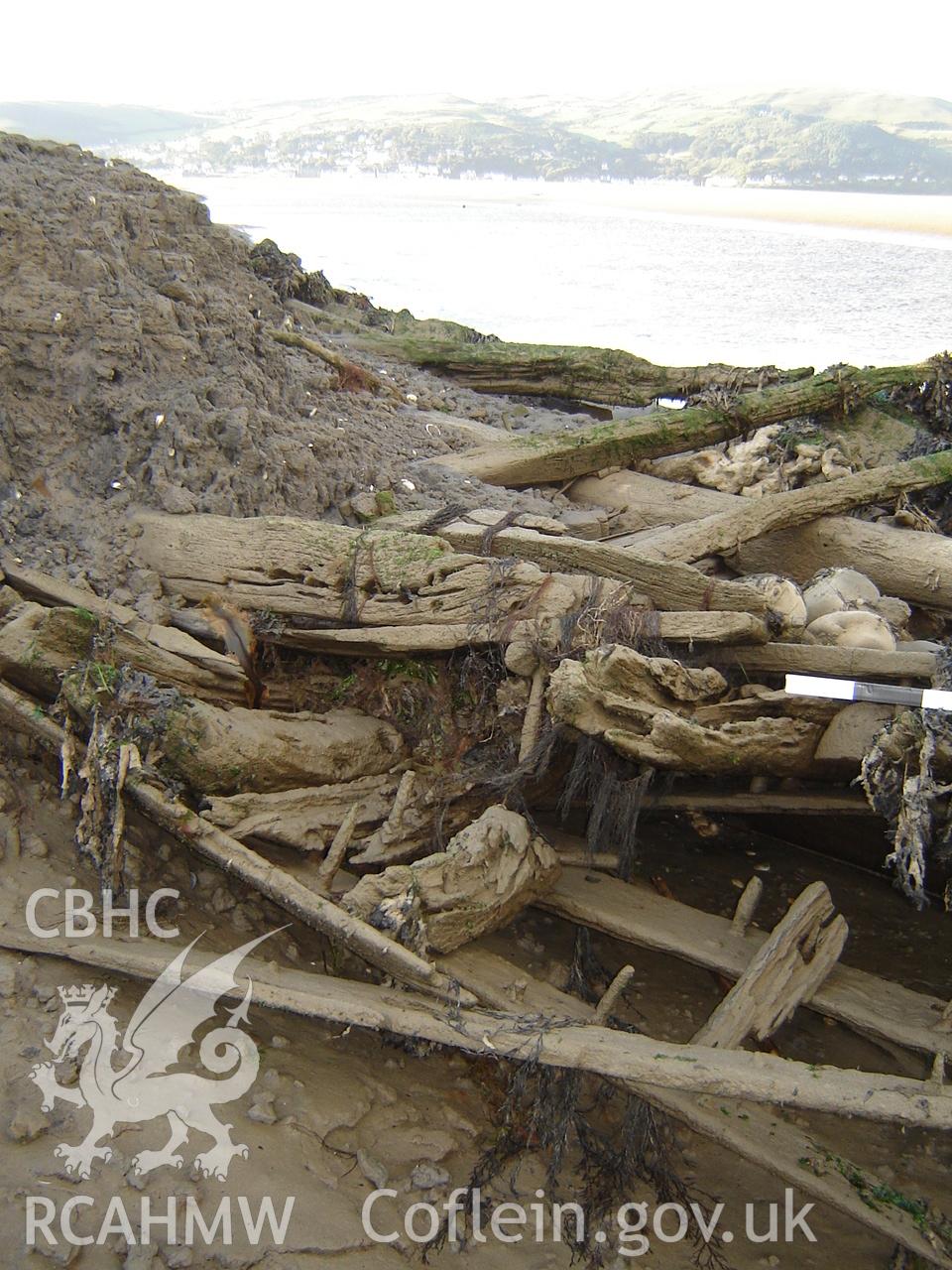 Digital photograph showing an unnamed wreck at Ynyslas, produced by Ian Cundy, 2012.