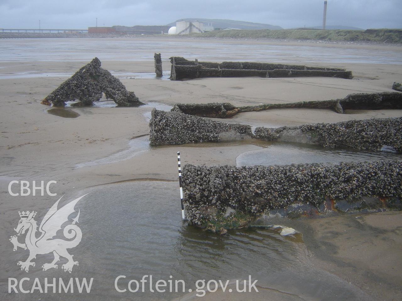 Digital photograph showing the wreck on Margam Sands produced by Ian Cundy, October, 2012