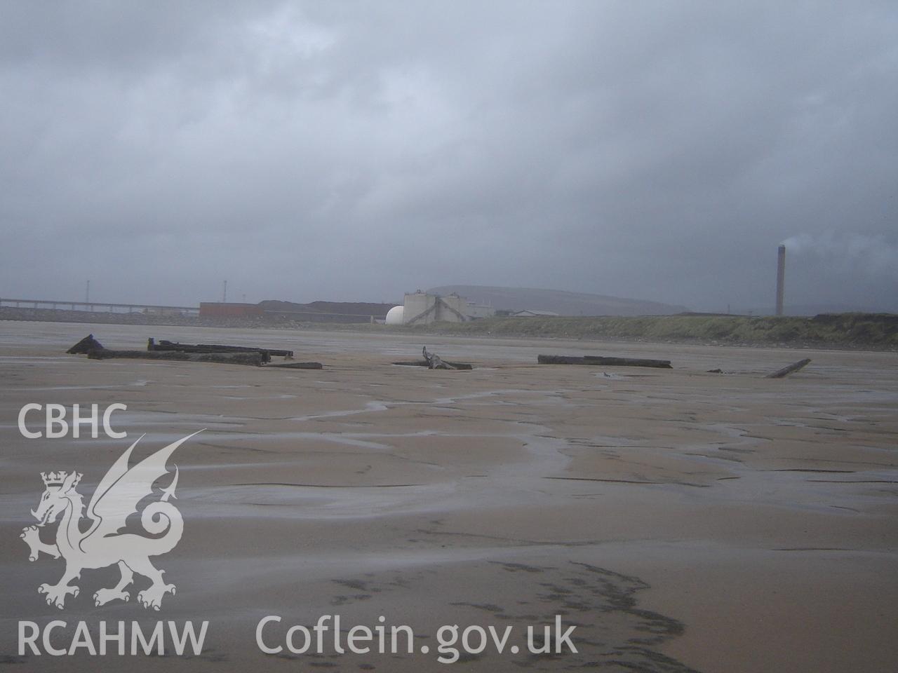 Digital photograph showing the wreck on Margam Sands produced by Ian Cundy, October, 2012