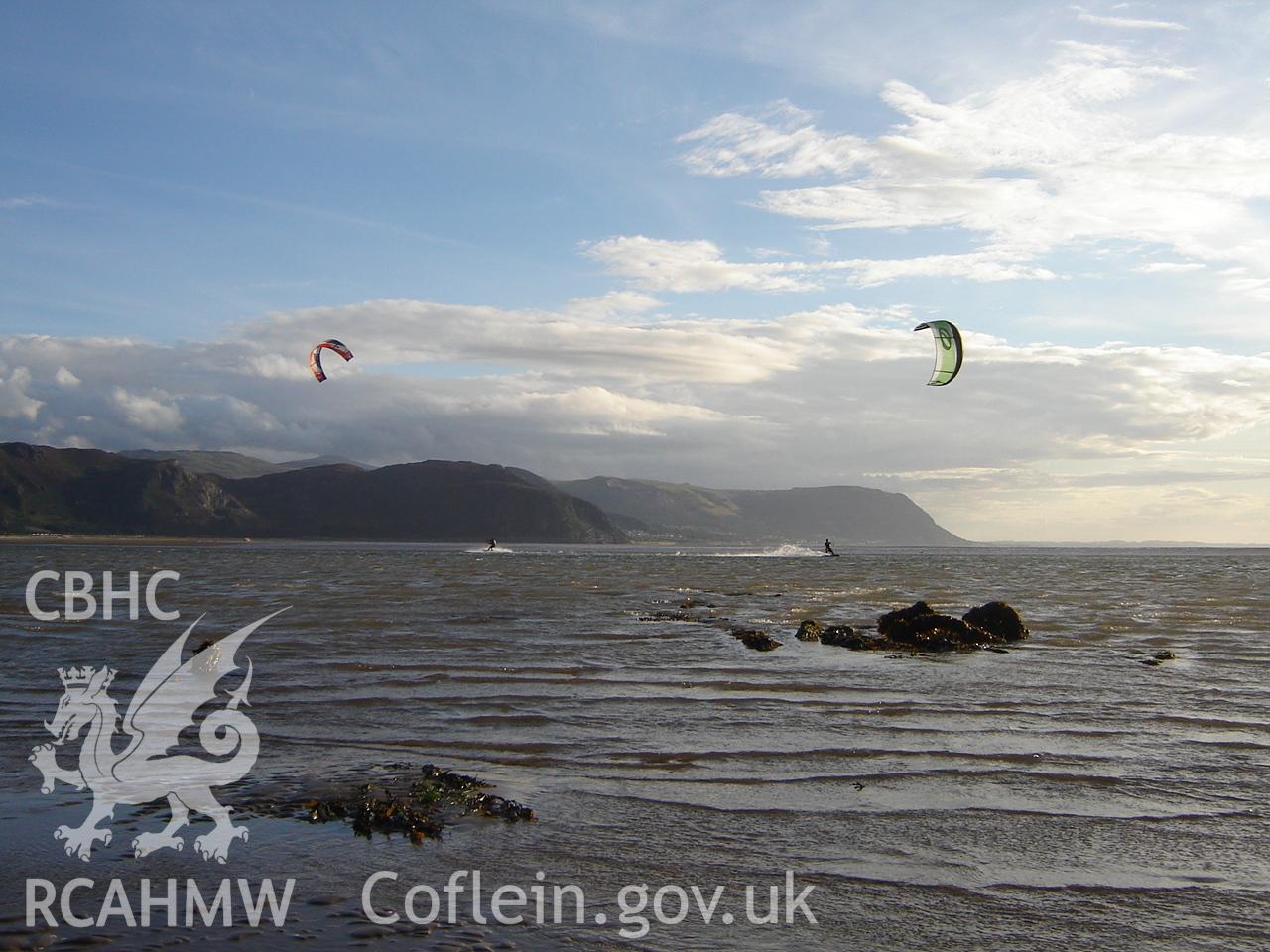Digital photograph showing the wreck of the Flying Foam at Conwy Sands, produced by Ian Cundy, August 2012.