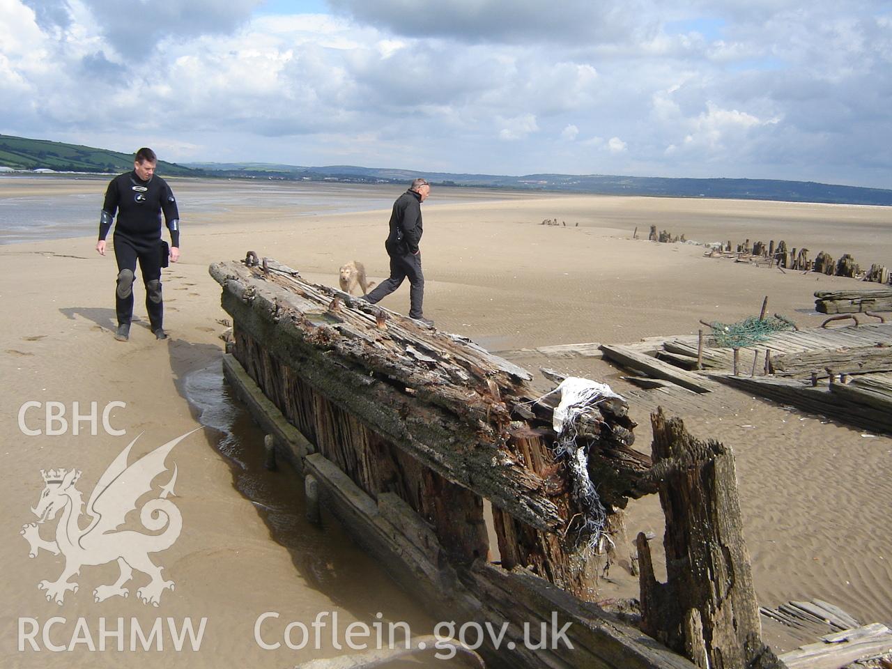 Digital photograph showing the wreck of the Paul at Cefn Sidan, produced by Ian Cundy, August 2012.