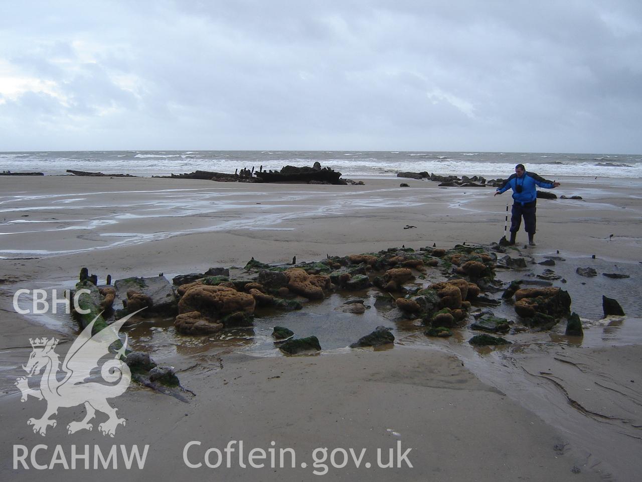 Unnamed wreck on Margam Sands photographed by Ian Cundy, October 2012.