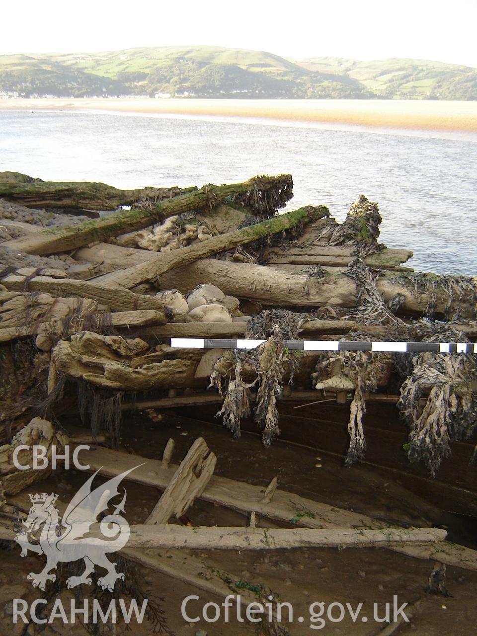 Digital photograph showing an unnamed wreck at Ynyslas, produced by Ian Cundy, 2012.