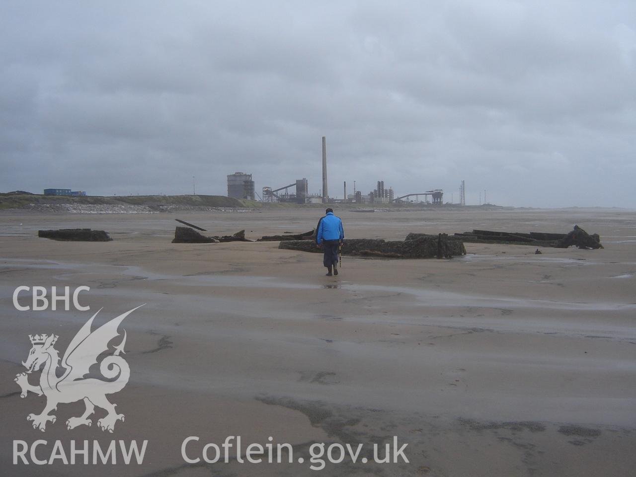 Digital photograph showing the wreck on Margam Sands produced by Ian Cundy, October, 2012