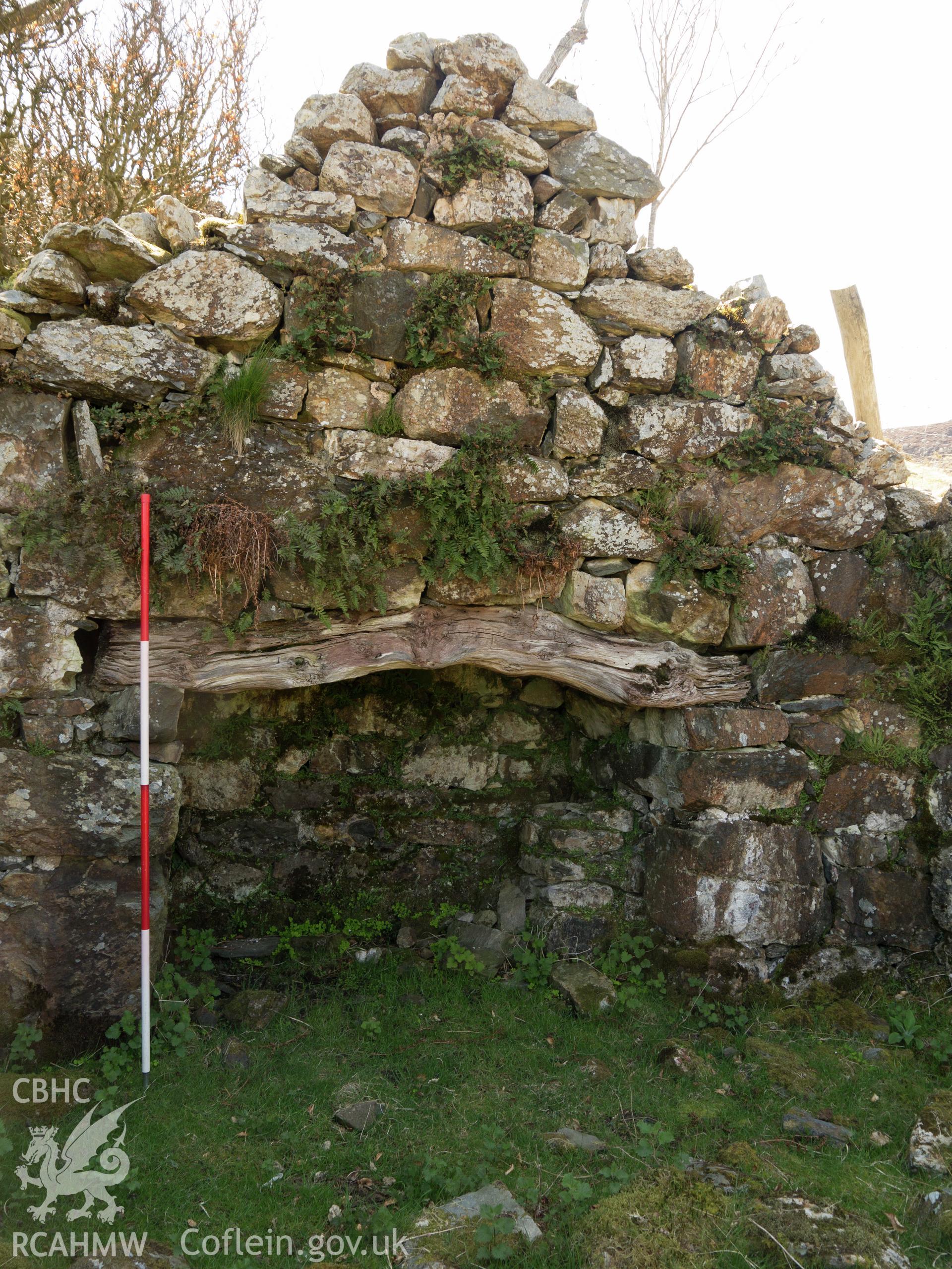 Interior view showing kitchen fireplace.