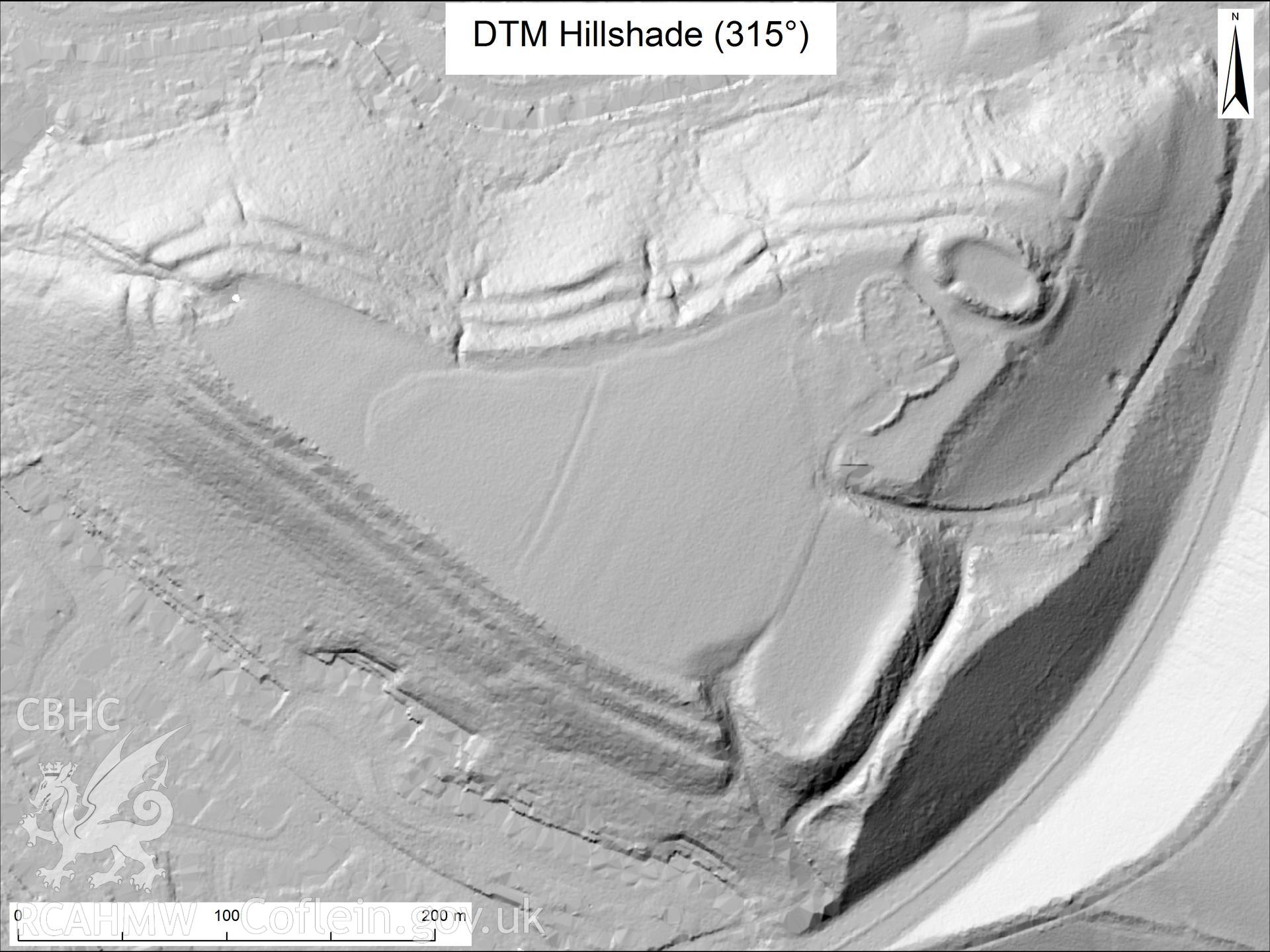 2D Lidar digital terrain model of Caerau Hillfort, produced by the Environment Agency on behalf of RCAHMW.