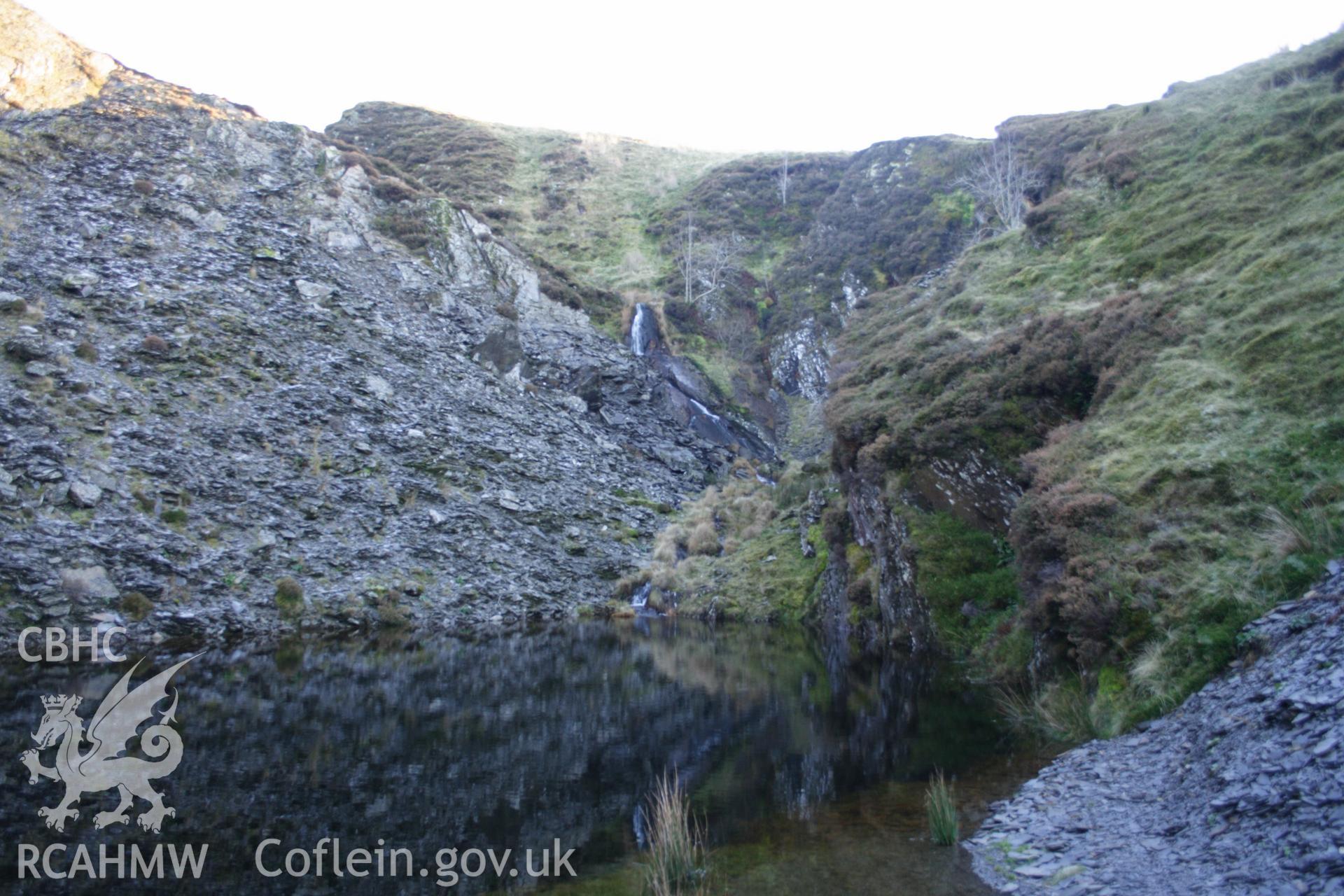 Digital colour photograph of Ystrad Ffin lead mines taken on 03/03/2008 by D.E. Schlee during the Llyn Brianne Upland Survey undertaken by Dyfed Archaeological Trust.