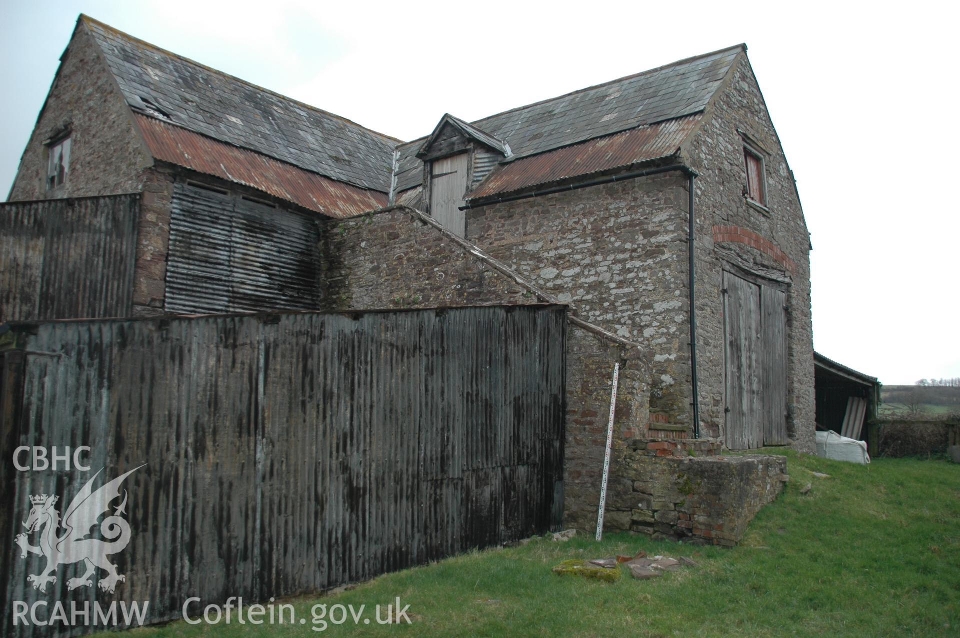 Colour digital photograph showing the exterior of the Maerdy Barn, Llandenny.