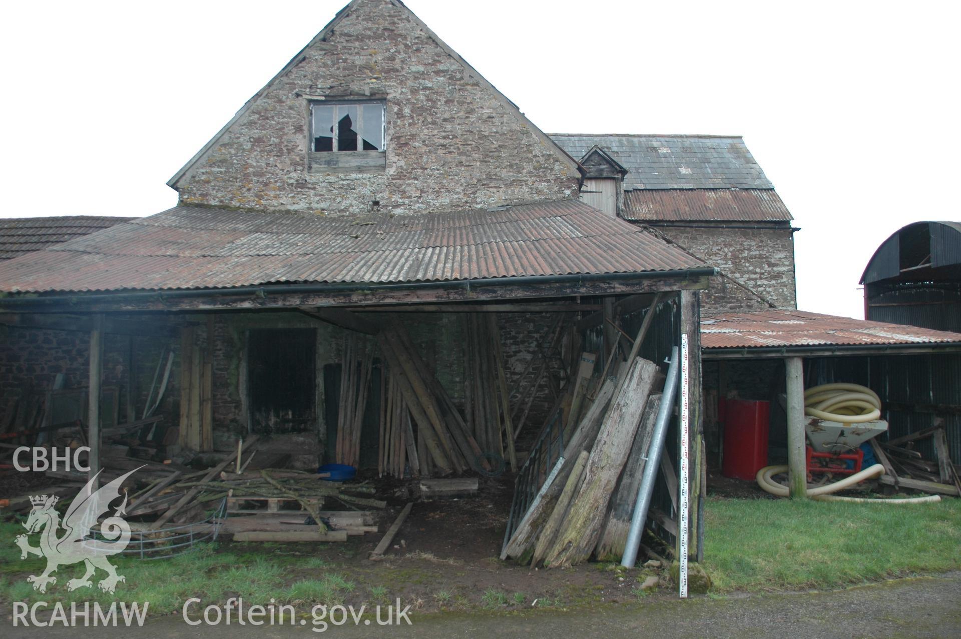 Colour digital photograph showing the exterior of the Maerdy Barn, Llandenny.