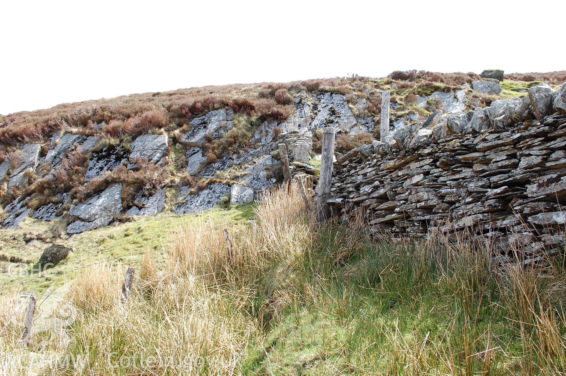 Start of well-built section of mountain wall, from SW. Scale 1m (Kenney, J, 21/05/2013)