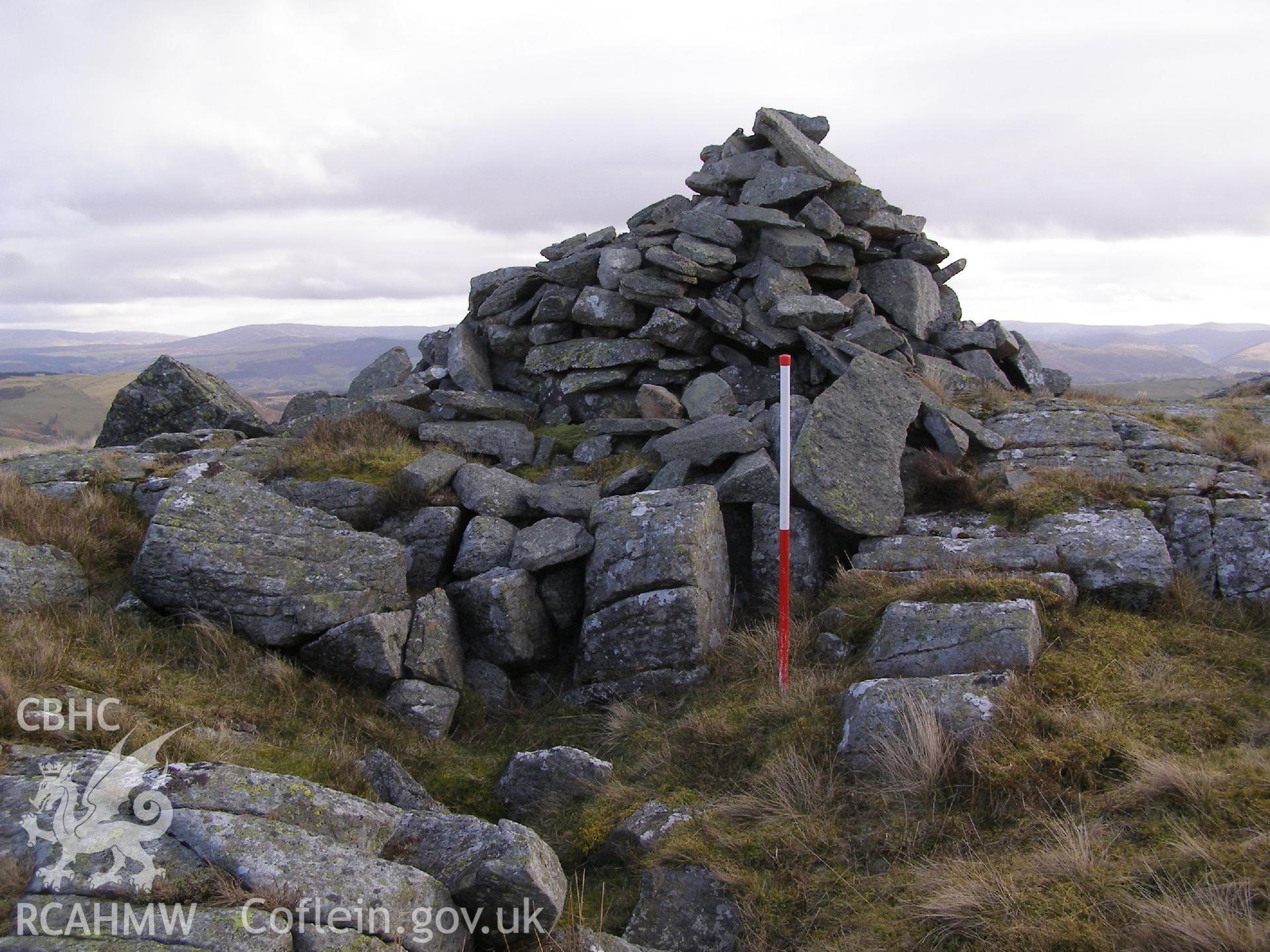 Digital Colour photograph of Craig y Garn marker cairn taken on 23/02/2009 by P.J. Schofield during the Arenig Fach Upland Survey undertaken by Oxford Archaeology North.