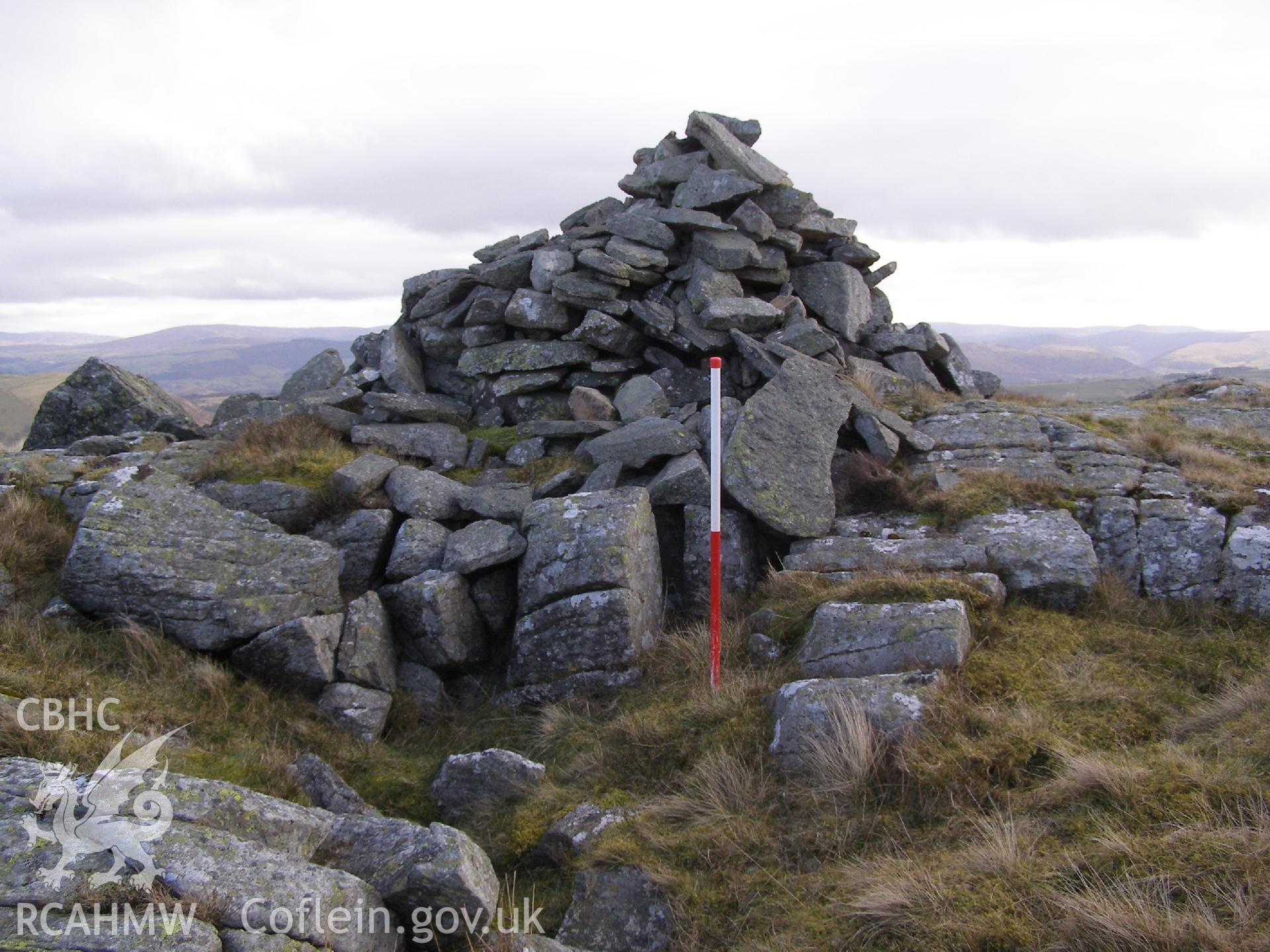 Digital Colour photograph of Craig y Garn marker cairn taken on 23/02/2009 by P.J. Schofield during the Arenig Fach Upland Survey undertaken by Oxford Archaeology North.