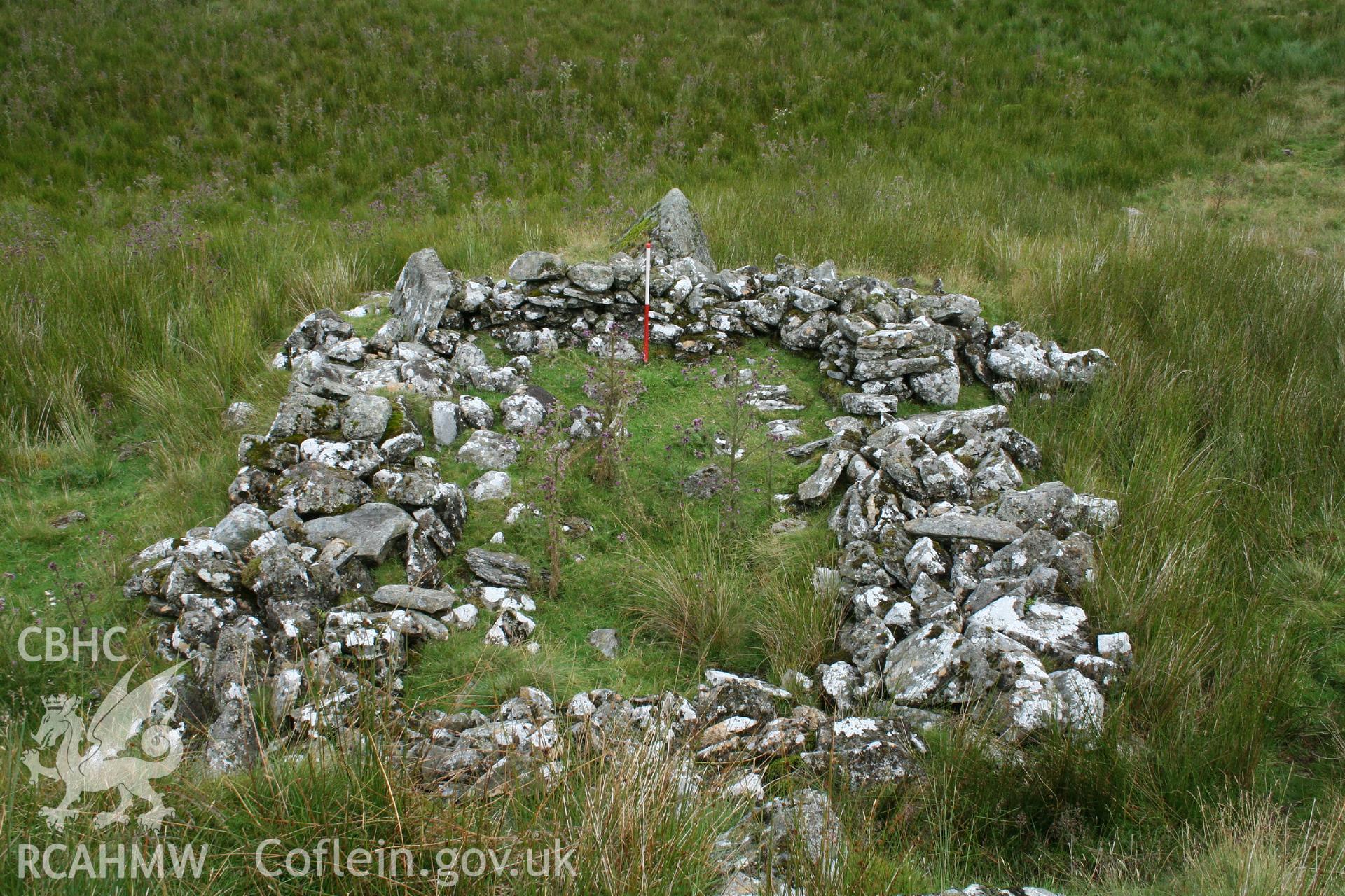 Digital Colour photograph of Craig Henllan longhouse taken on 31/07/2008 by P.J. Schofield during the Arenig Fach Upland Survey undertaken by Oxford Archaeology North.