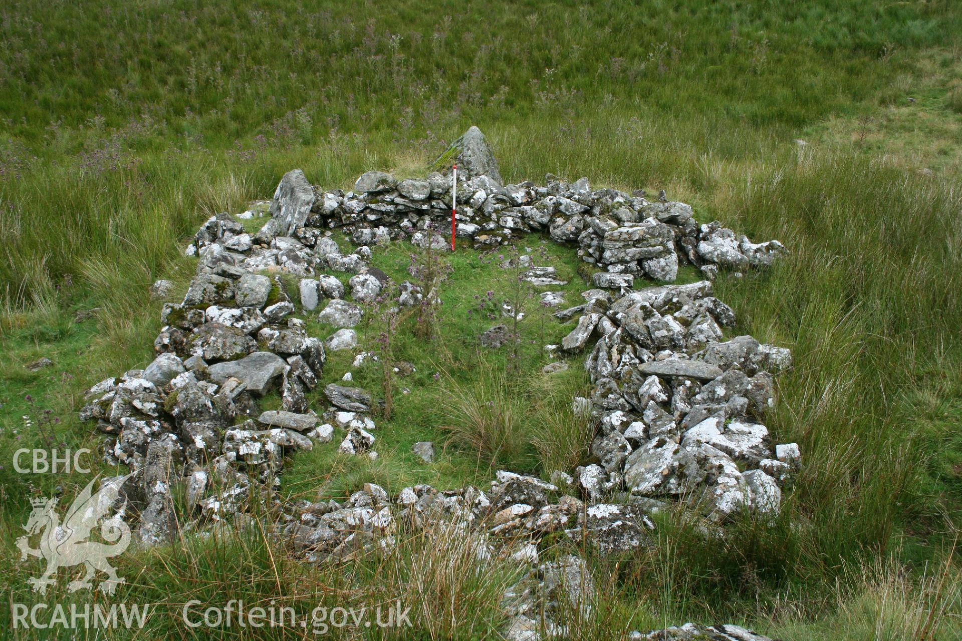 Digital Colour photograph of Craig Henllan longhouse taken on 31/07/2008 by P.J. Schofield during the Arenig Fach Upland Survey undertaken by Oxford Archaeology North.