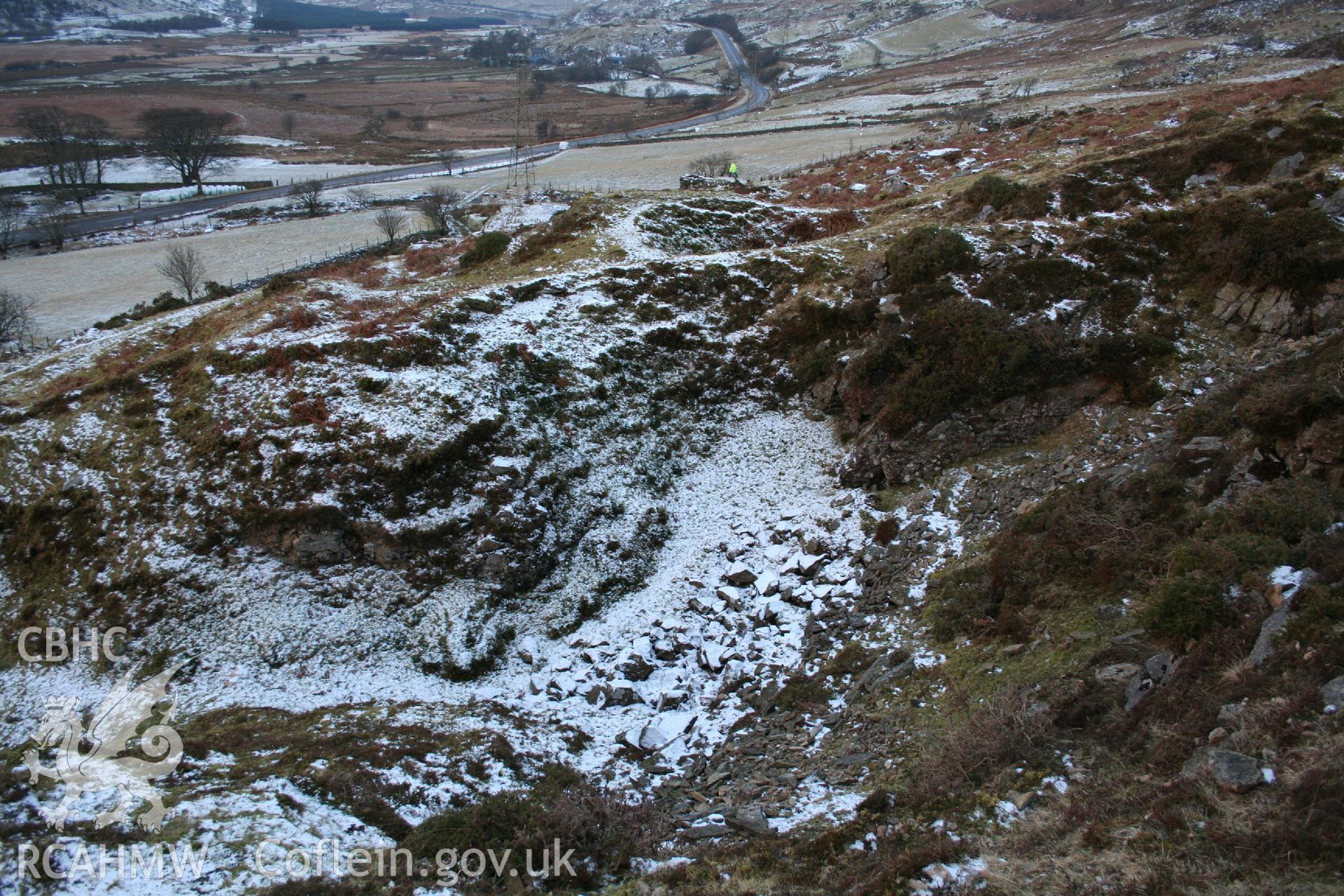 Digital Colour photograph of Nant yr Helfa 	manganese mine taken on 07/01/2009 by P.J. Schofield during the Arenig Fach Upland Survey undertaken by Oxford Archaeology North.