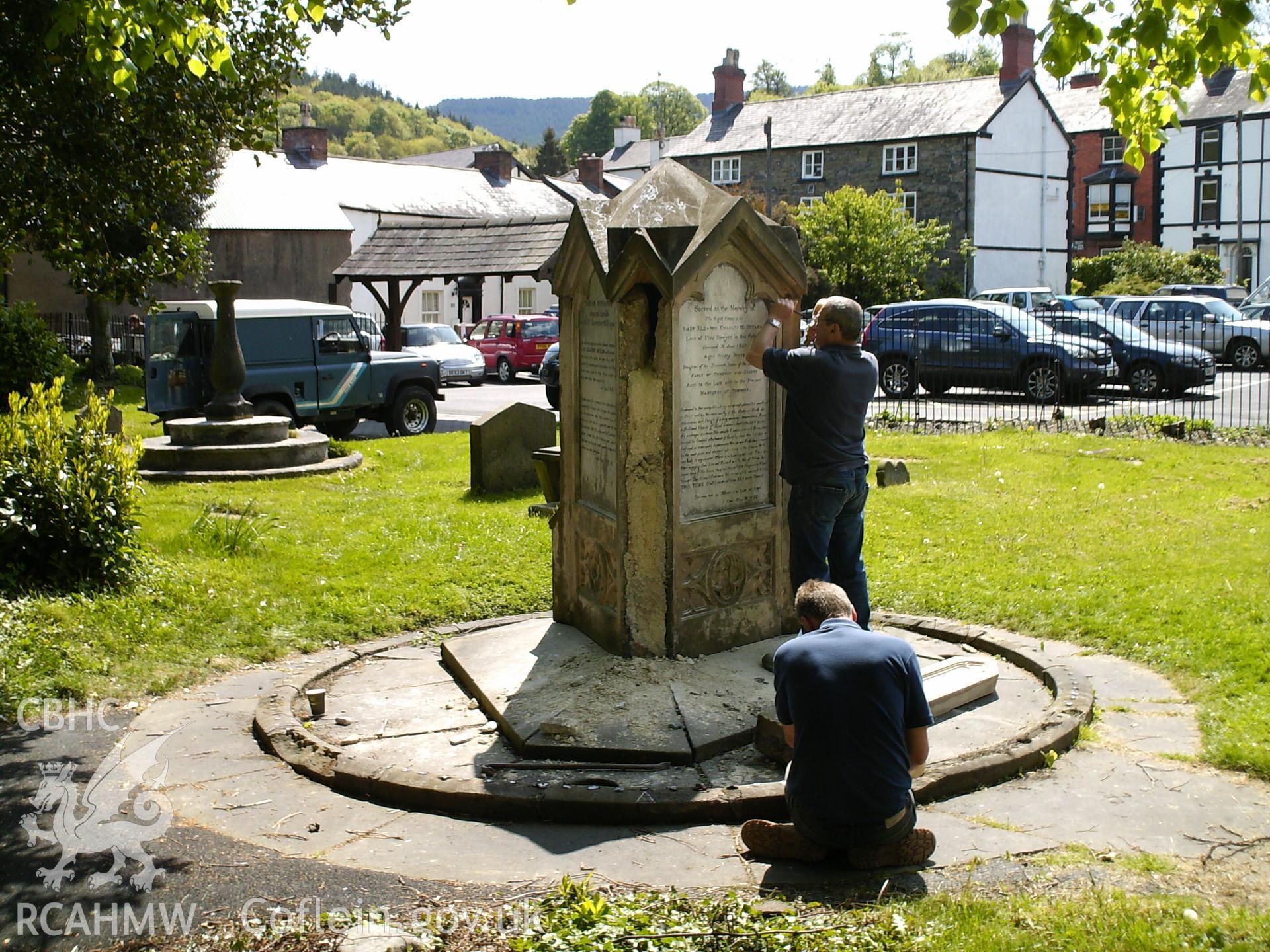 Digital image showing the memorial plaques being removed.