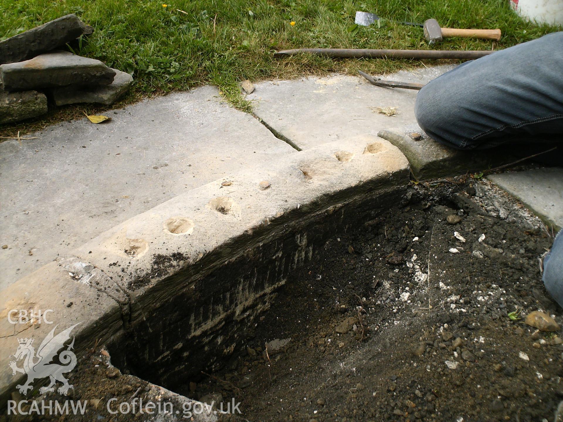 Digital image showing the depth of the kerb stones before restoration.