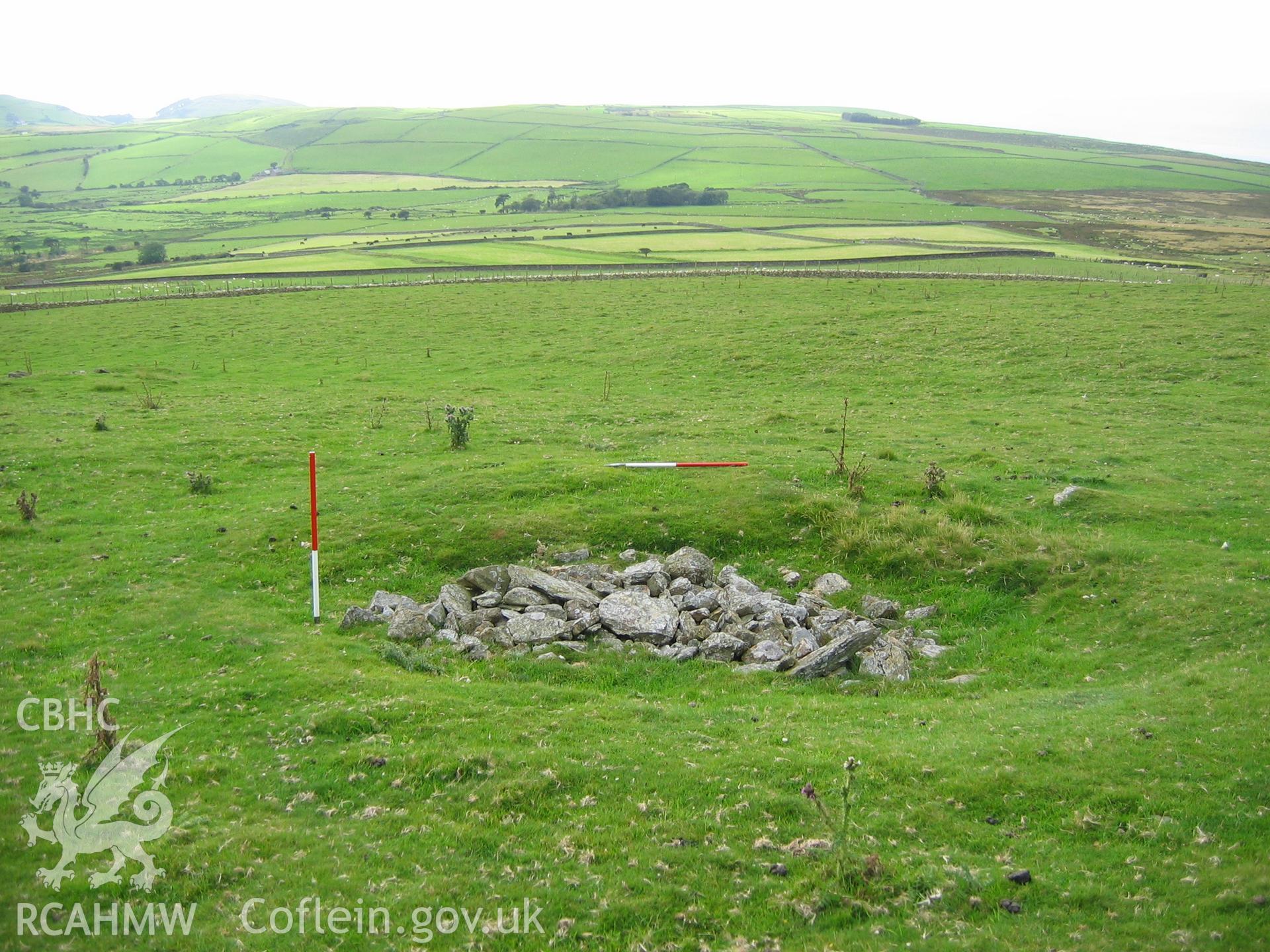 Digital colour photograph of Allt-Lwyd stone quarry IV taken on 16/08/2007 by K. Laws during the Llanegryn Upland Survey undertaken by Engineering Archaeological Services Ltd.