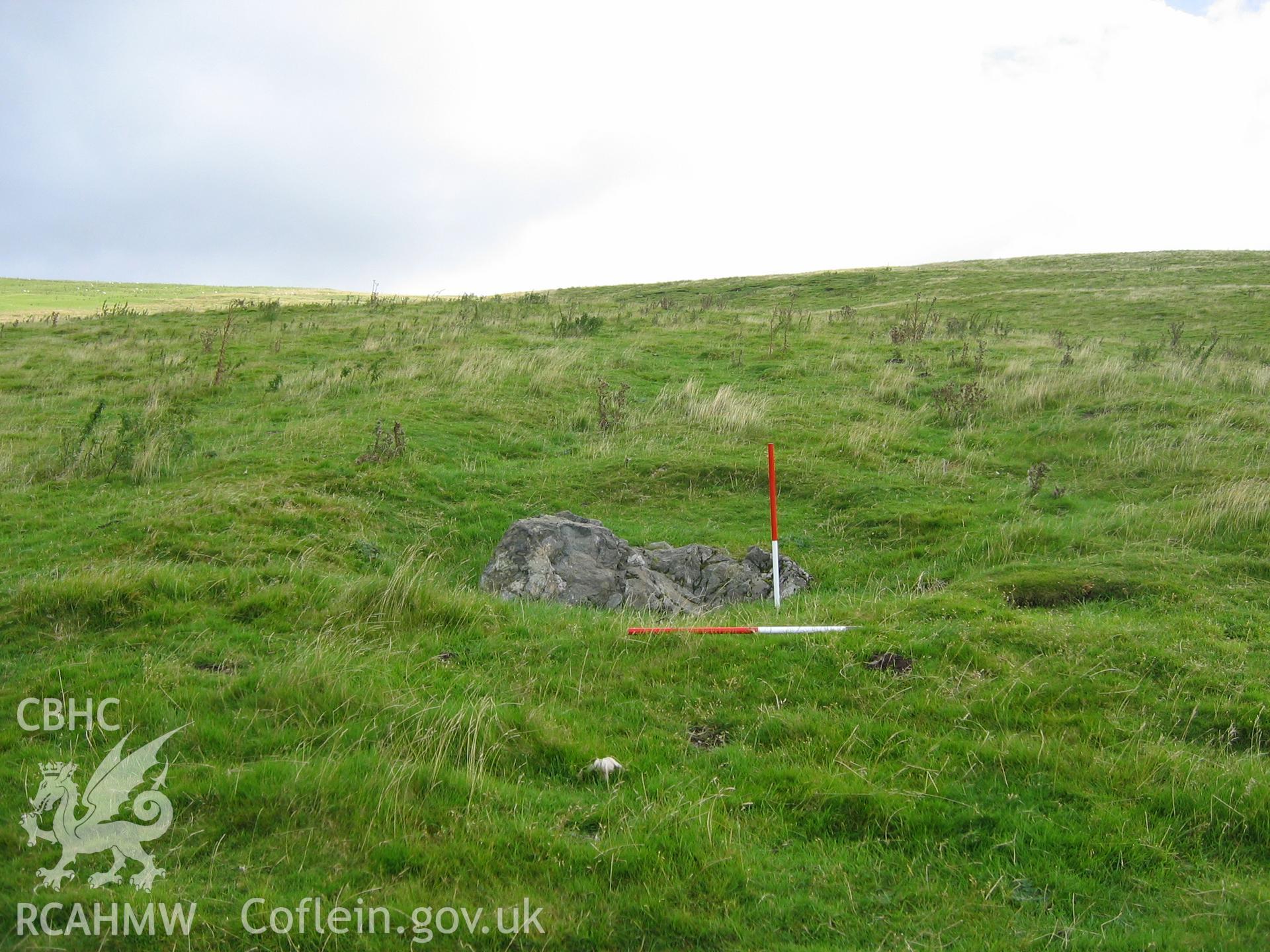 Digital colour photograph of Allt-Lwyd stone quarry VII taken on 16/08/2007 by K. Laws during the Llanegryn Upland Survey undertaken by Engineering Archaeological Services Ltd.