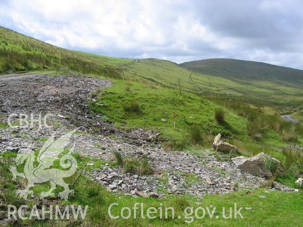 Digital colour photograph of Cwm-Llwyd spoil heap I taken on 24/07/2007 by K. Laws during the Llanegryn Upland Survey undertaken by Engineering Archaeological Services Ltd.