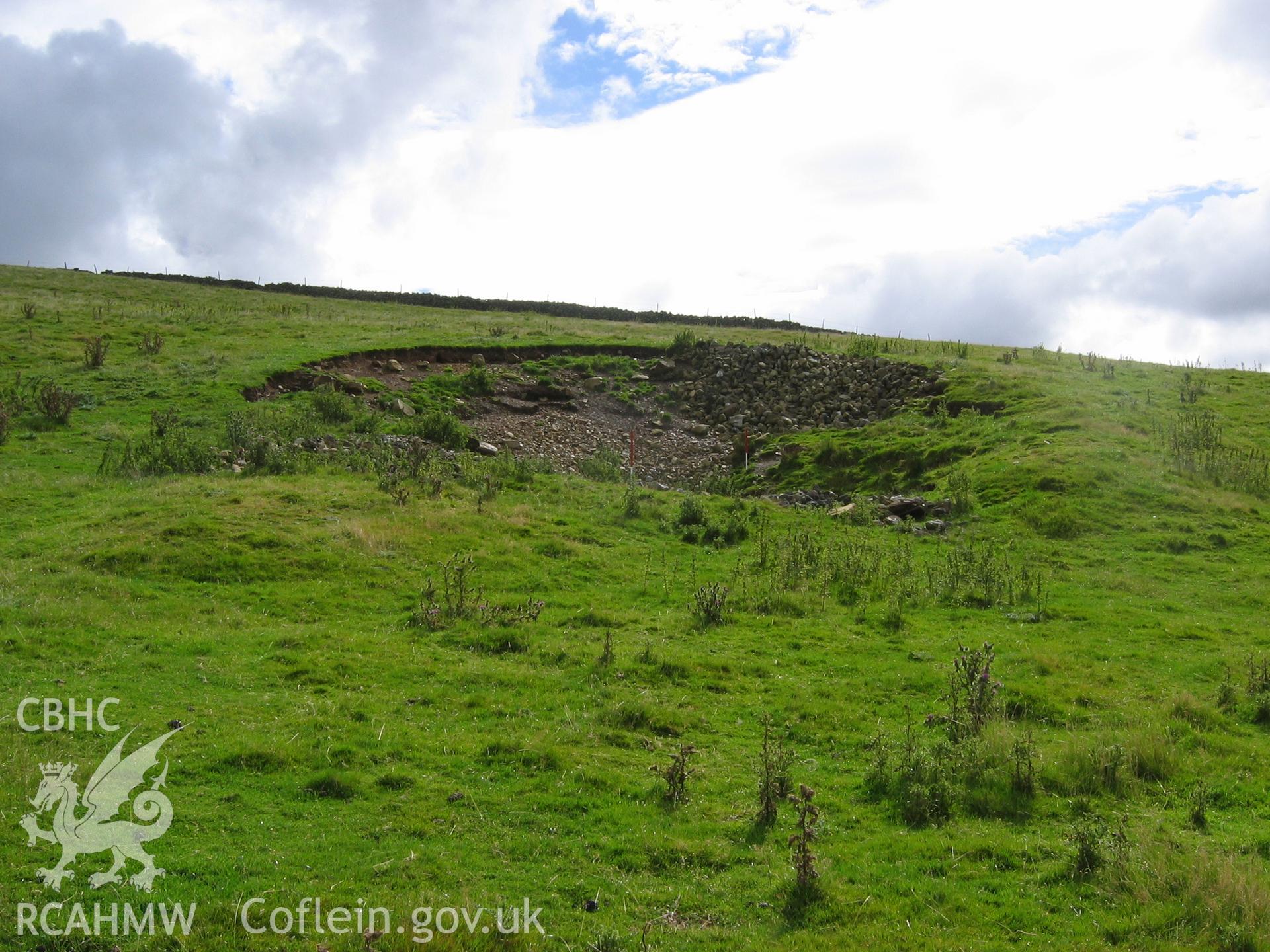 Digital colour photograph of Allt-Lwyd stone quarry III taken on 16/08/2007 by K. Laws during the Llanegryn Upland Survey undertaken by Engineering Archaeological Services Ltd.