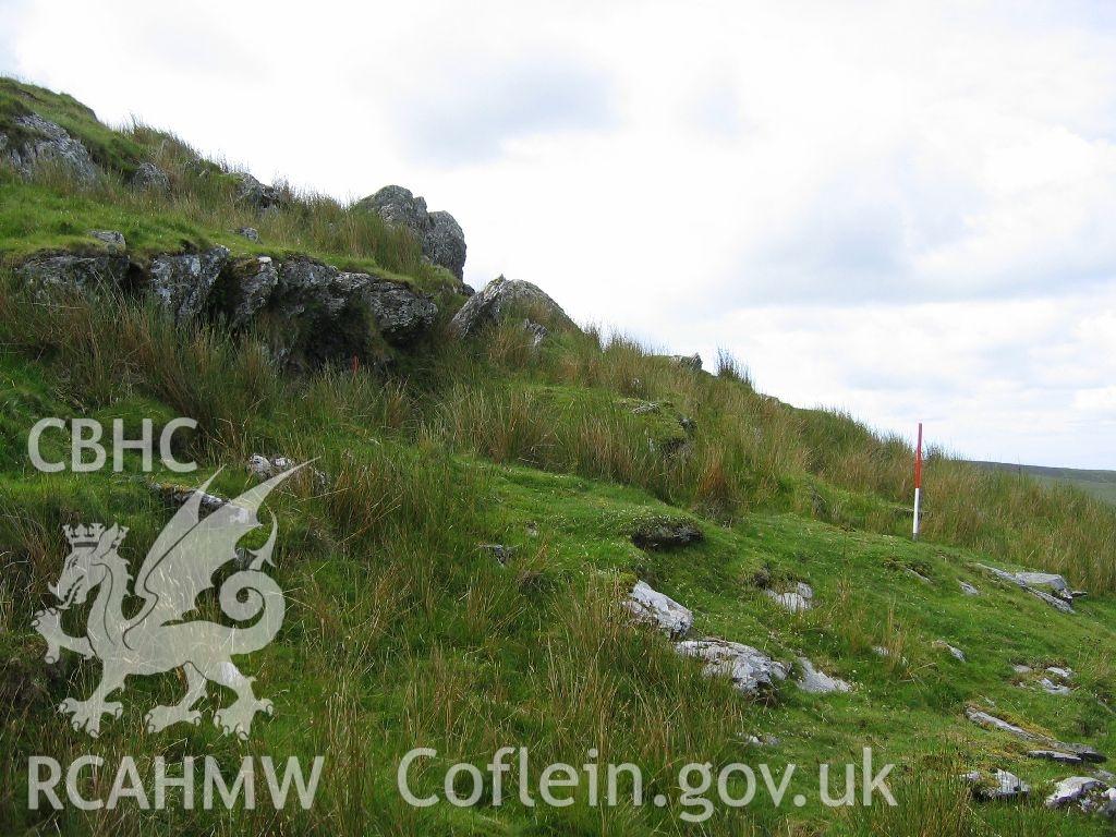 Digital colour photograph of Bryn Seward stone quarry I taken on 28/06/2007 by K. Laws during the Llanegryn Upland Survey undertaken by Engineering Archaeological Services Ltd.