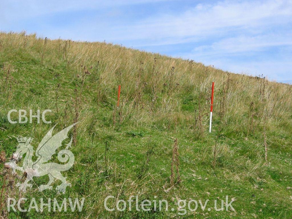 Digital colour photograph of Pen-y-Crug stone quarry II taken on 23/08/2007 by K. Laws during the Llanegryn Upland Survey undertaken by Engineering Archaeological Services Ltd.