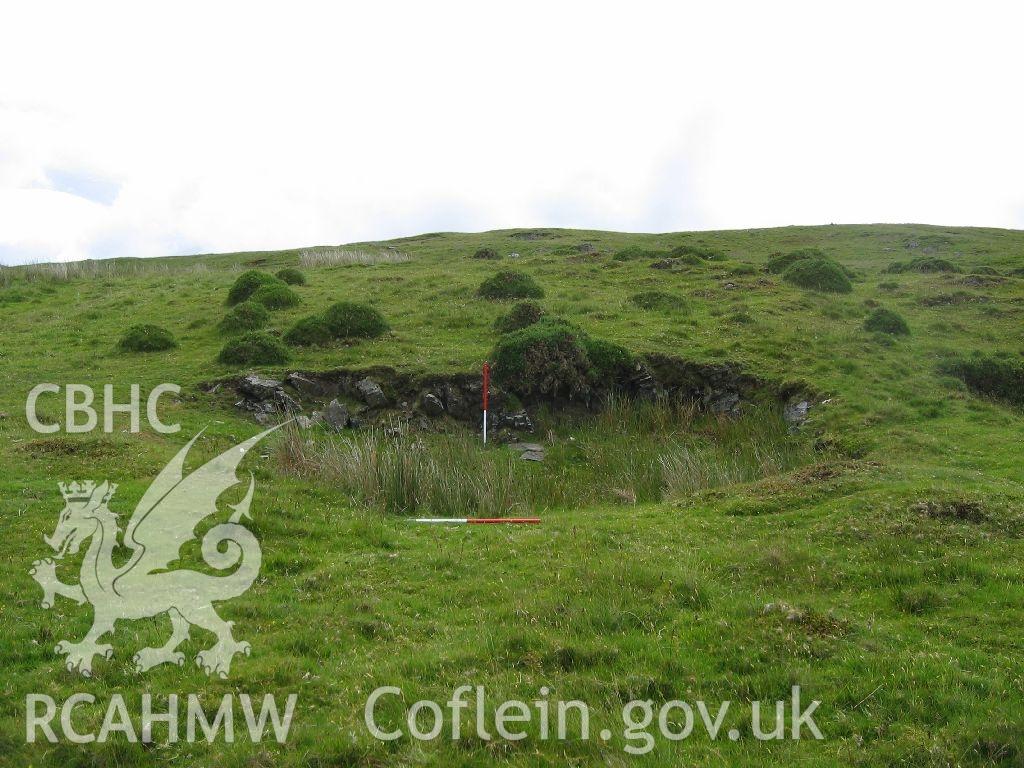 Digital colour photograph of Bryn Seward stone quarry III taken on 28/06/2007 by K. Laws during the Llanegryn Upland Survey undertaken by Engineering Archaeological Services Ltd.