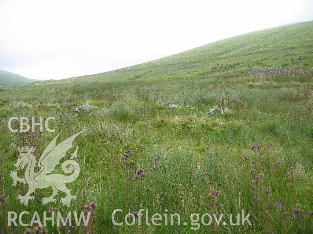 Digital colour photograph of Cwm-Llwyd causeway taken on 27/07/2007 by K. Laws during the Llanegryn Upland Survey undertaken by Engineering Archaeological Services Ltd.