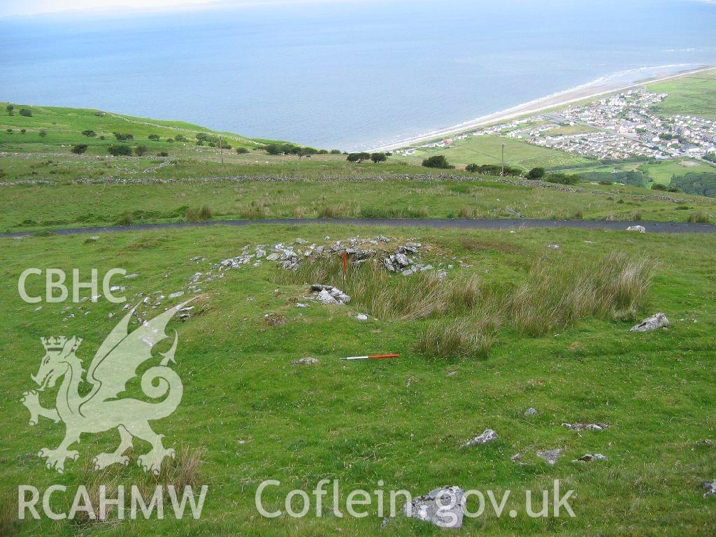 Digital colour photograph of Goleuwern cairn taken on 28/06/2007 by K. Laws during the Llanegryn Upland Survey undertaken by Engineering Archaeological Services Ltd.
