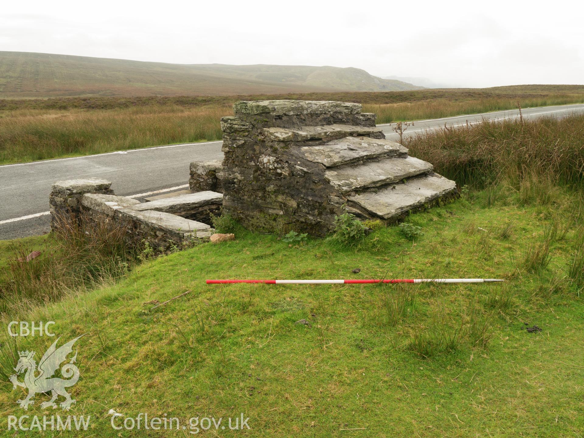 view looking S, showing slab roof.