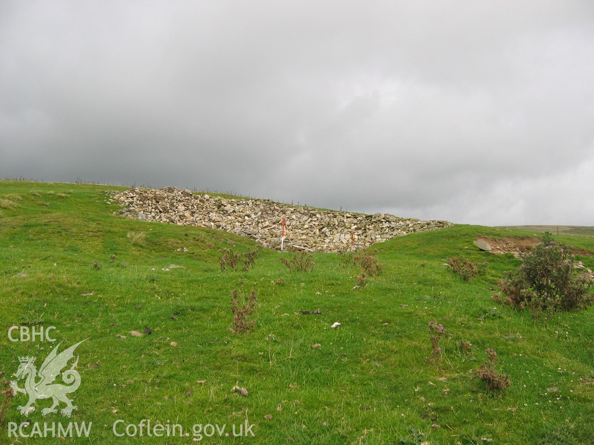 Digital colour photograph of Allt-Lwyd stone quarry VI taken on 16/08/2007 by K. Laws during the Llanegryn Upland Survey undertaken by Engineering Archaeological Services Ltd.