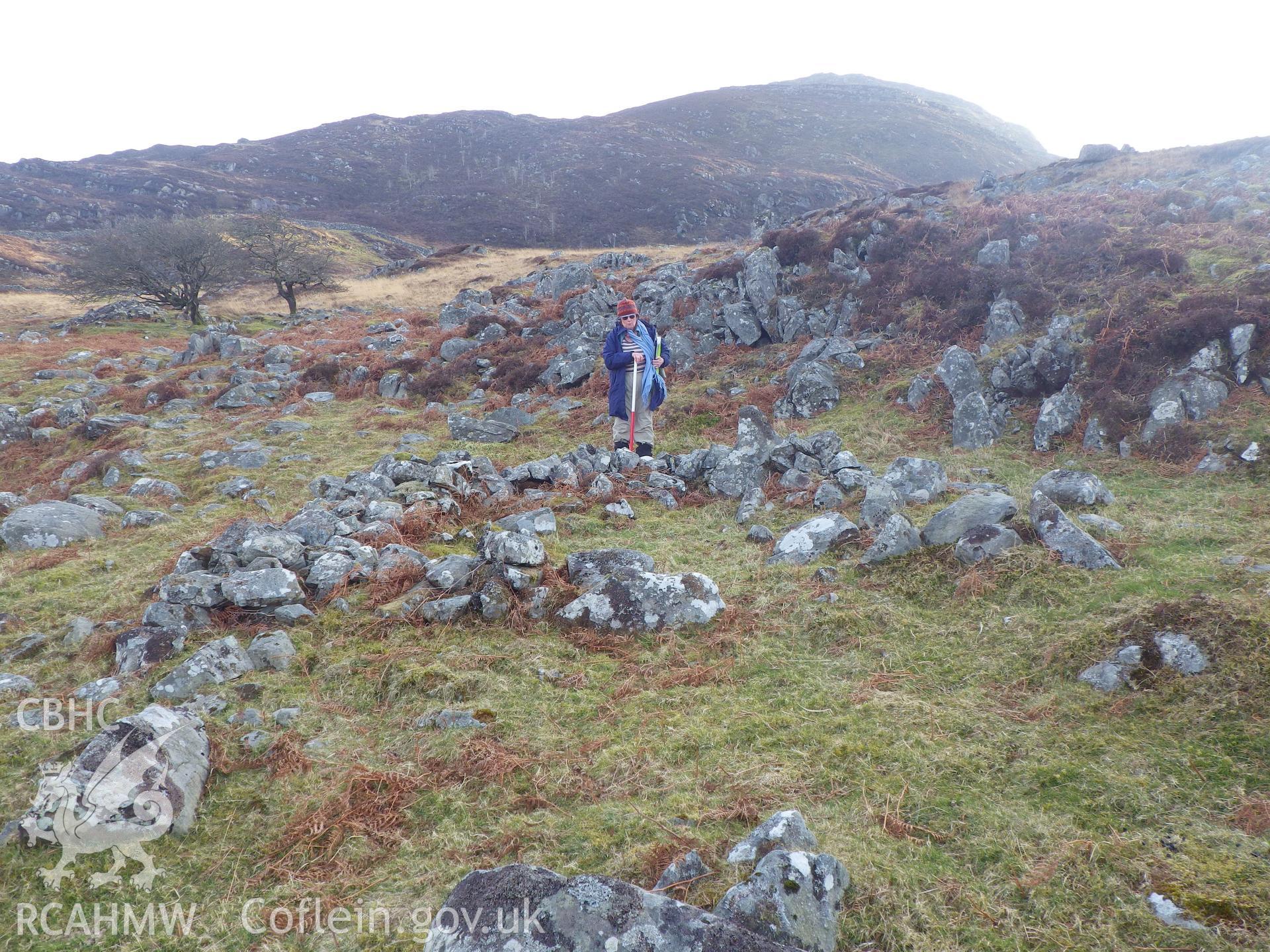 Drystone sub-square structure/shelter, looking south