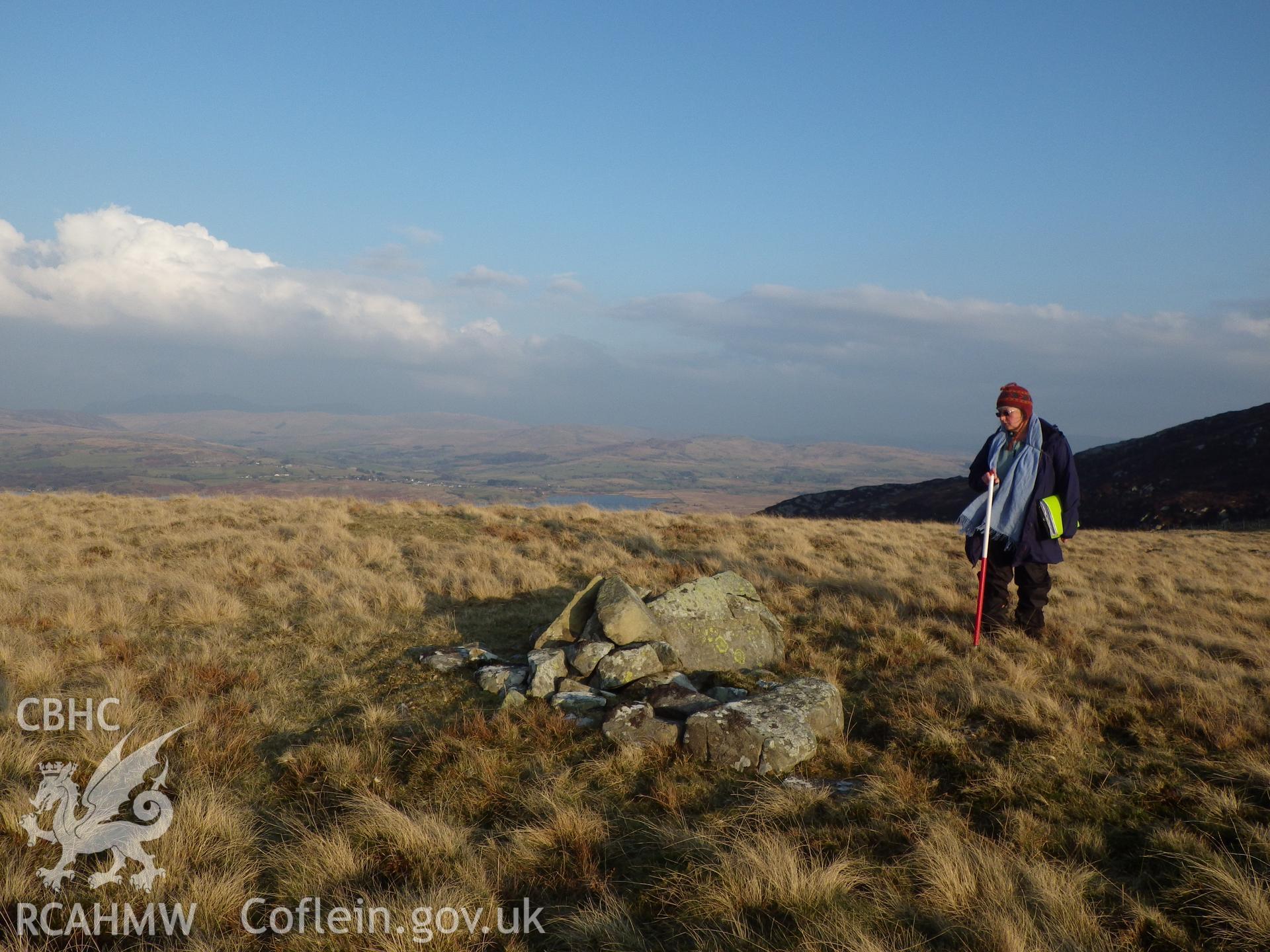 Stone cairn, looking south east