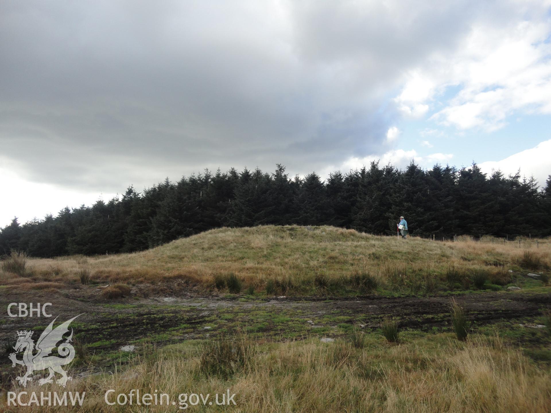 Round barrow, looking west