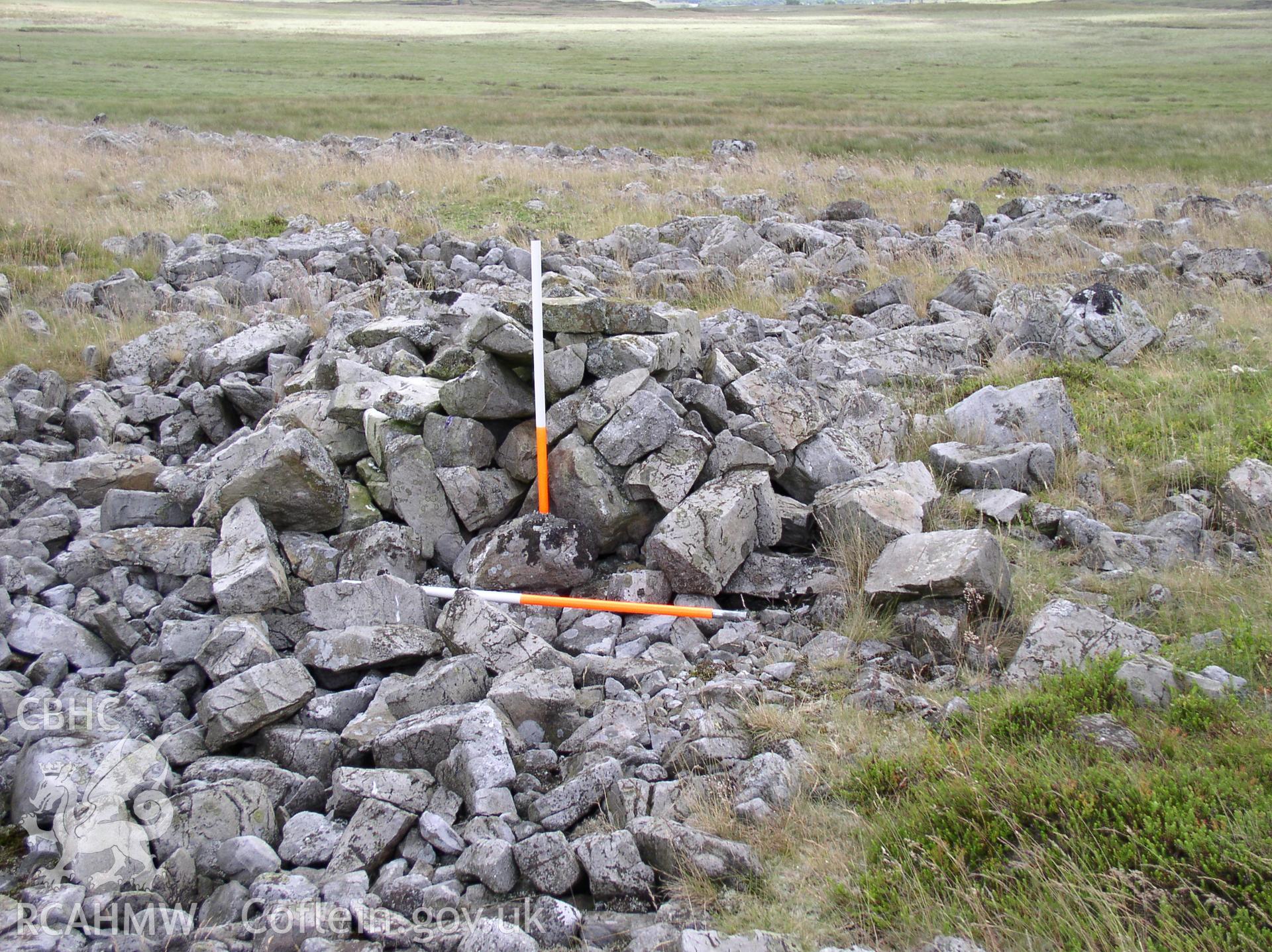 Photograph of Waun Llech Settlement taken on 06/07/2005 by J.B. Winterburn during an Upland Survey undertaken by John Winterburn Archaeological Services.