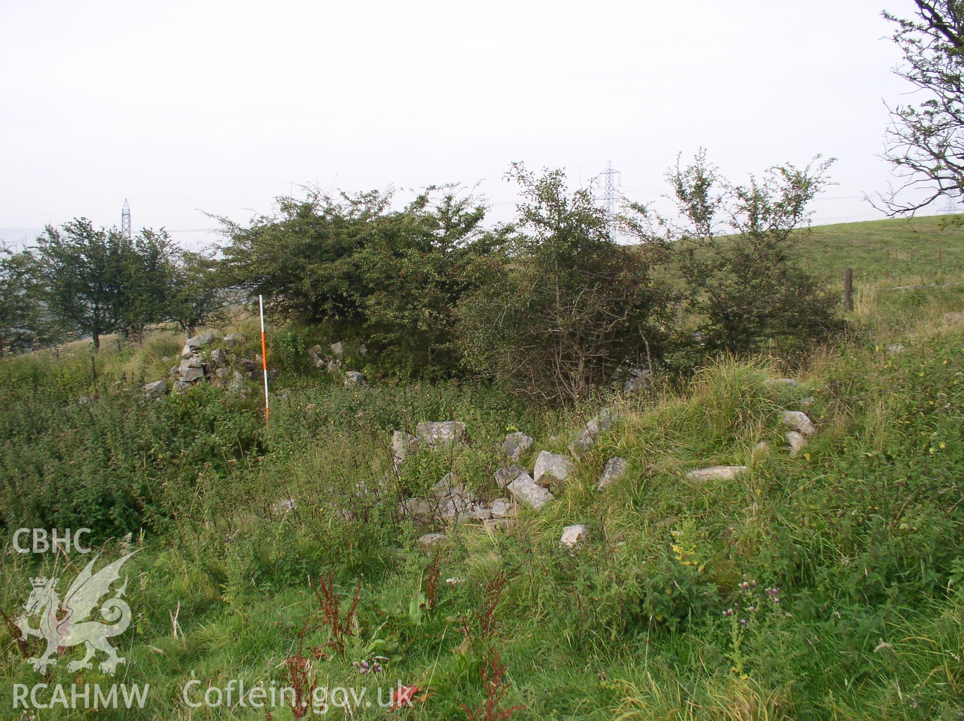 Photograph of Coed Cae Mawr Shellter taken on 31/08/2009 by J.B. Winterburn during an Upland Survey undertaken by John Winterburn Archaeological Services.
