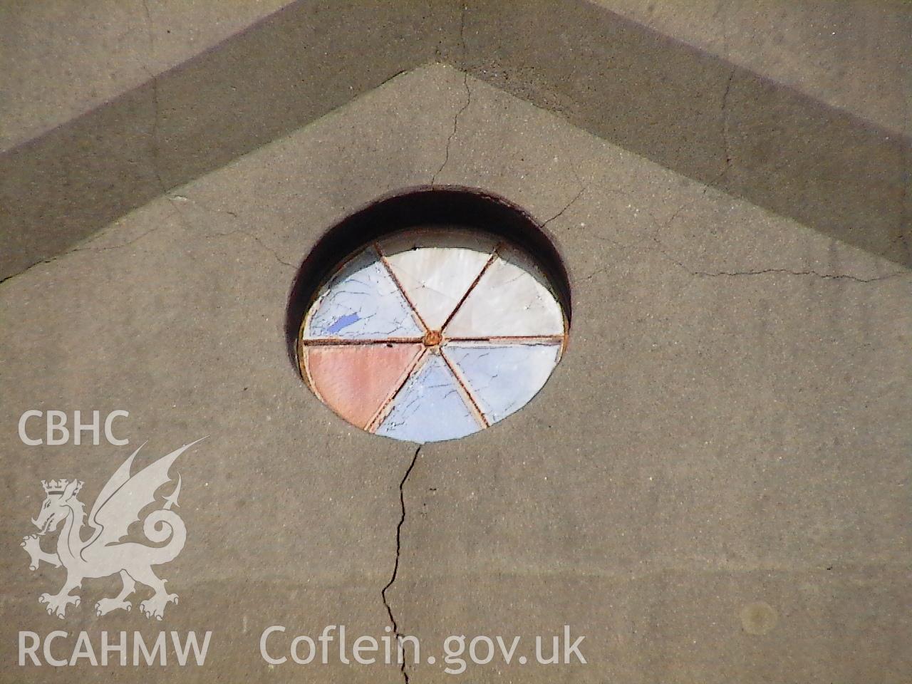 Colour digital photograph showing part of the exterior of the Malt House, East Dock Road, Newport.  The photograph was taken after the Malt House was severely damaged by fire.