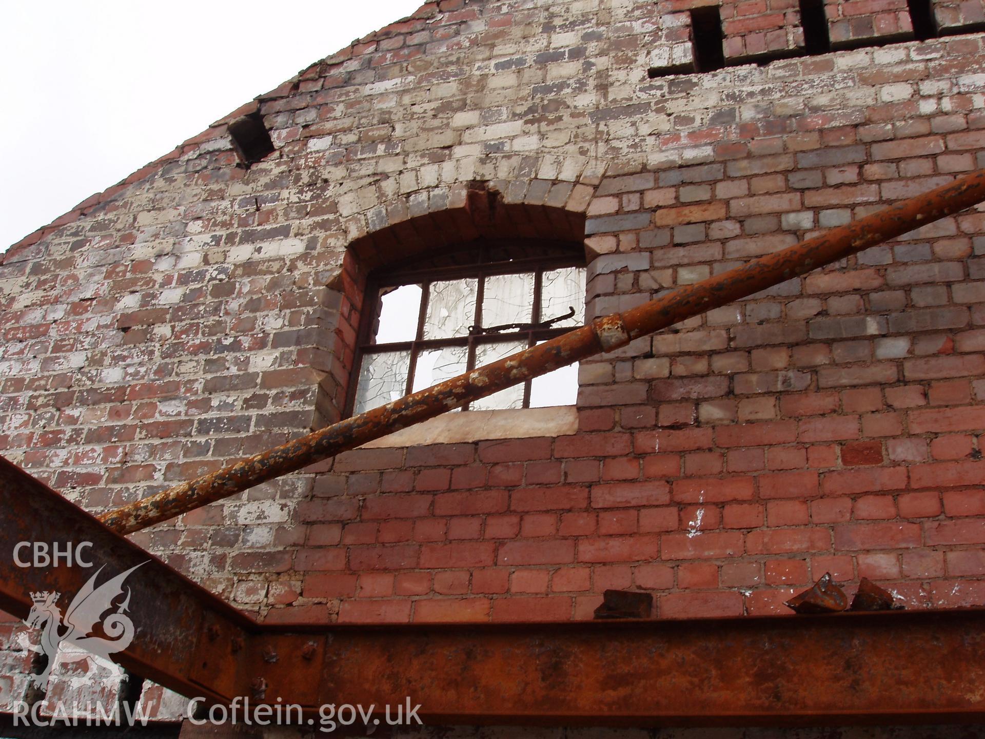 Colour digital photograph part of the interior of the Malt House, East Dock Road, Newport.  The photograph was taken after the Malt House was severely damaged by fire.