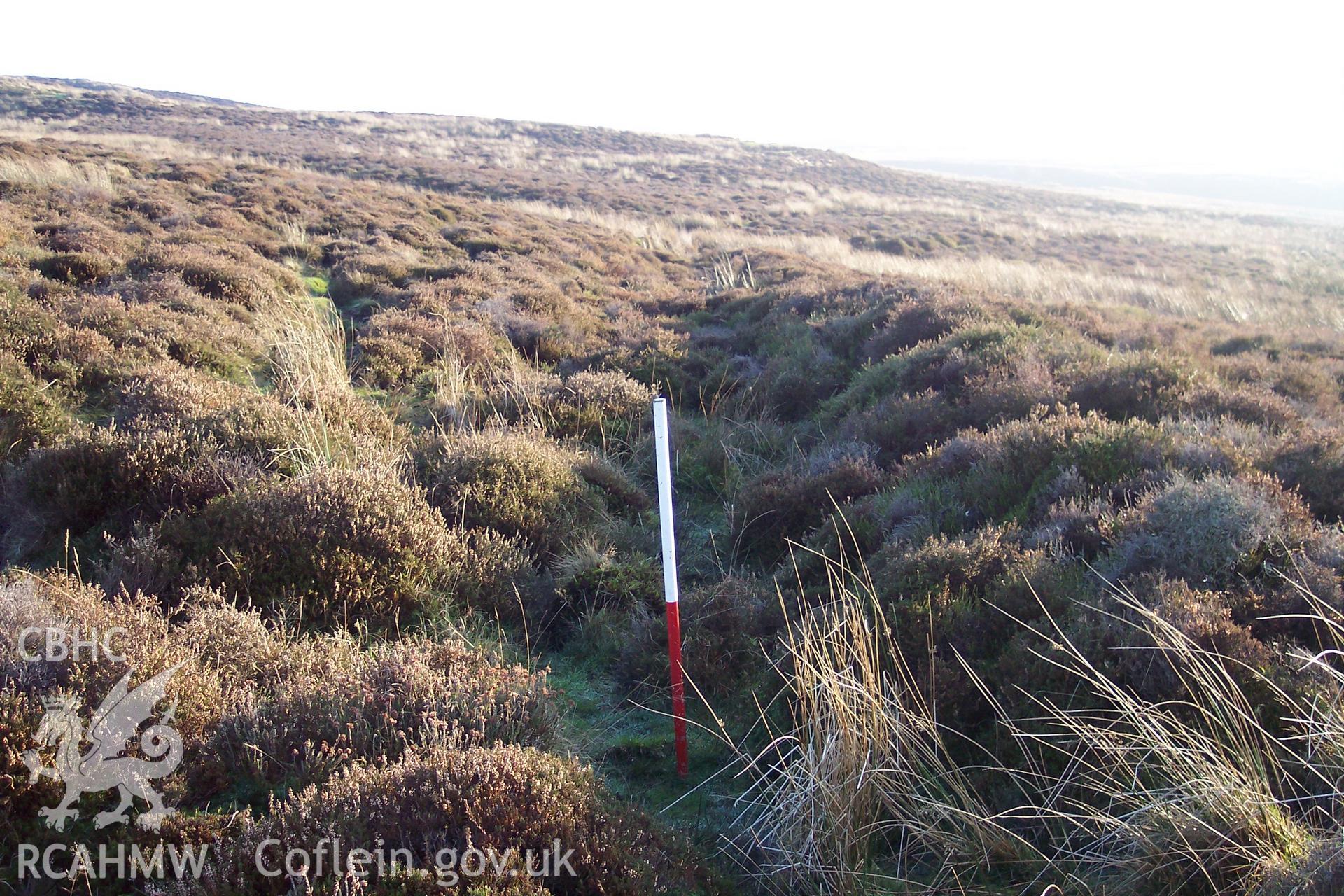 Photograph of Rhiwiau Enclosure Boundary Bank taken from the south on 09/12/2004 by P. Kok during an Upland Survey undertaken by Oxford Archaeology North.